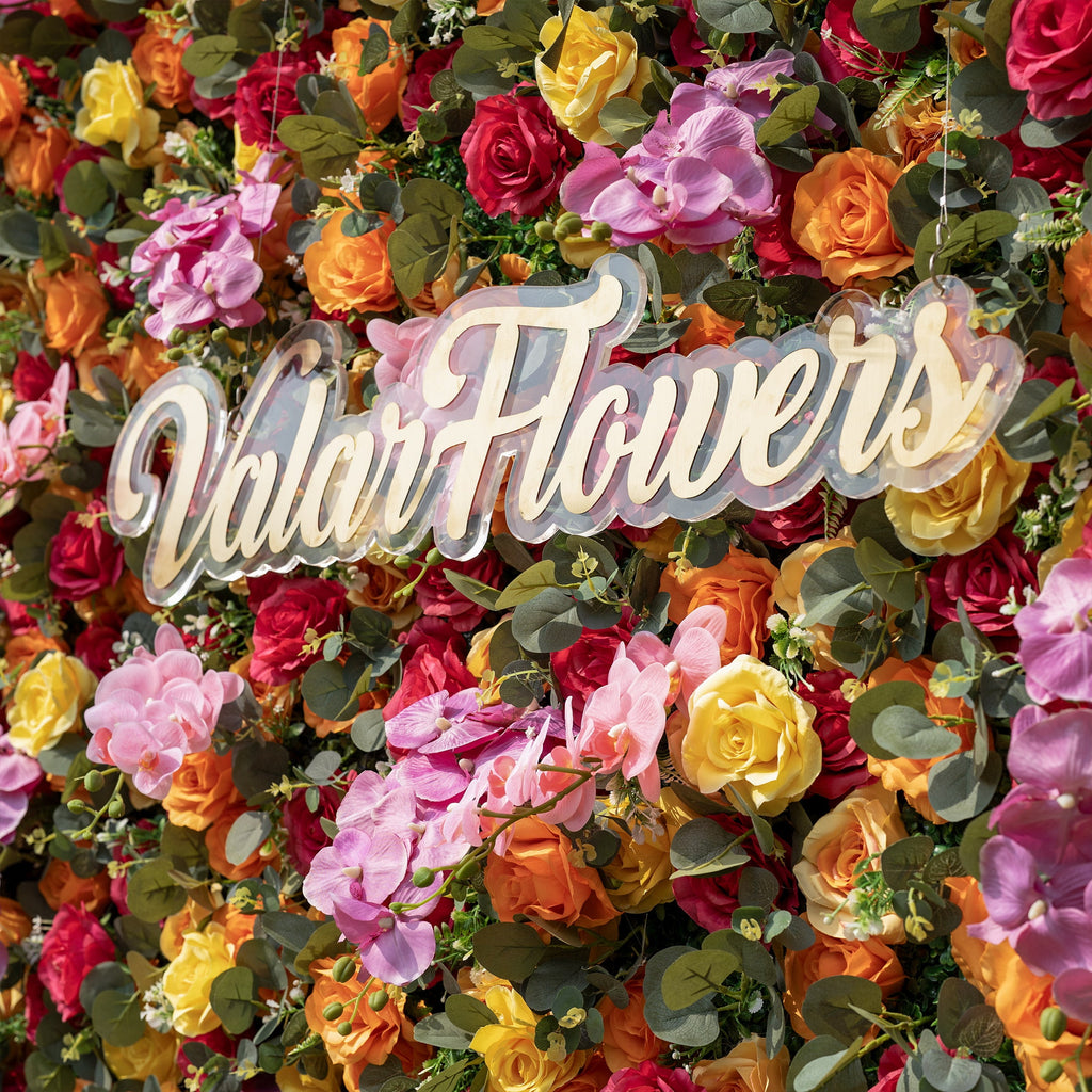 ValarFlowers Red Orange Yellow Artificial Flower Wall Backdrop for Wedding & Event Decor VF-308