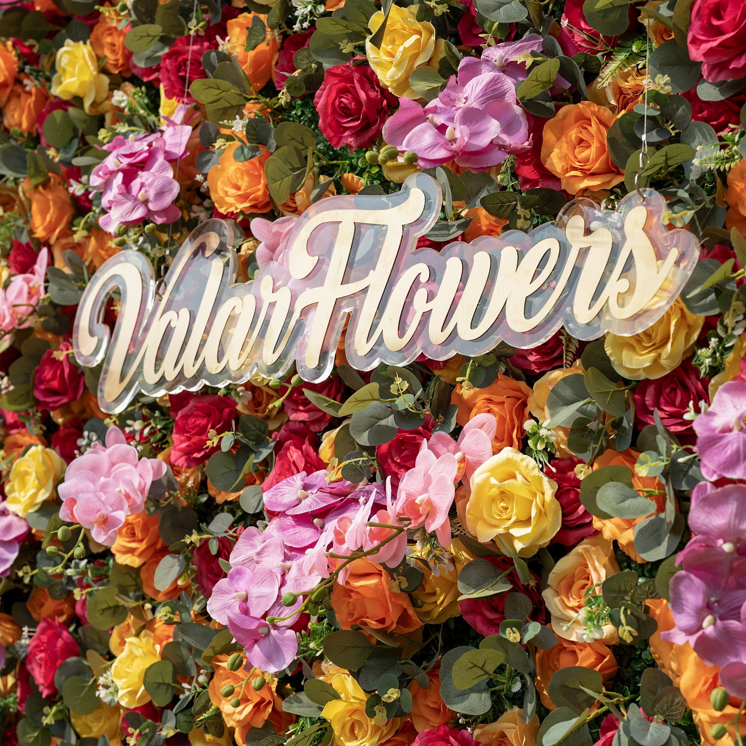 ValarFlowers Red Orange Yellow Artificial Flower Wall Backdrop for Wedding & Event Decor VF-308