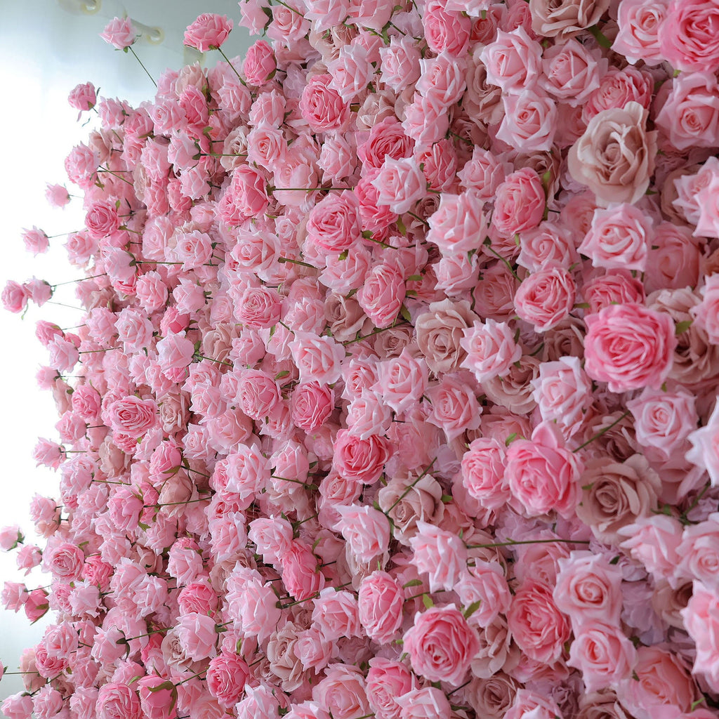 ValarFlowers Pink Rose Peony Artificial Flower Wall Backdrop for Wedding & Event Decor VF-394