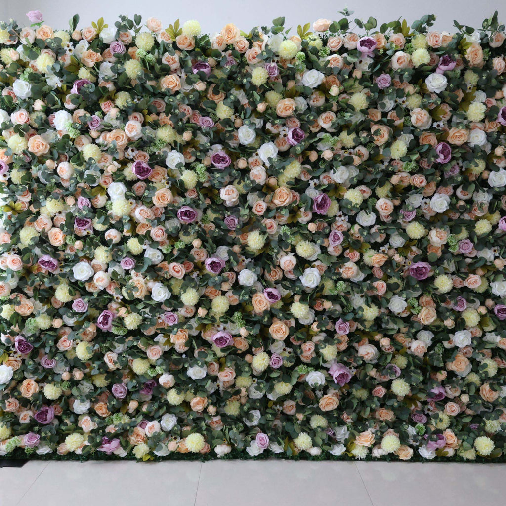 Valar Flowers Dark Sea Green and Leaves, punctuated by dark purple roses Artificial Flower Wedding Event Wall-VF-299