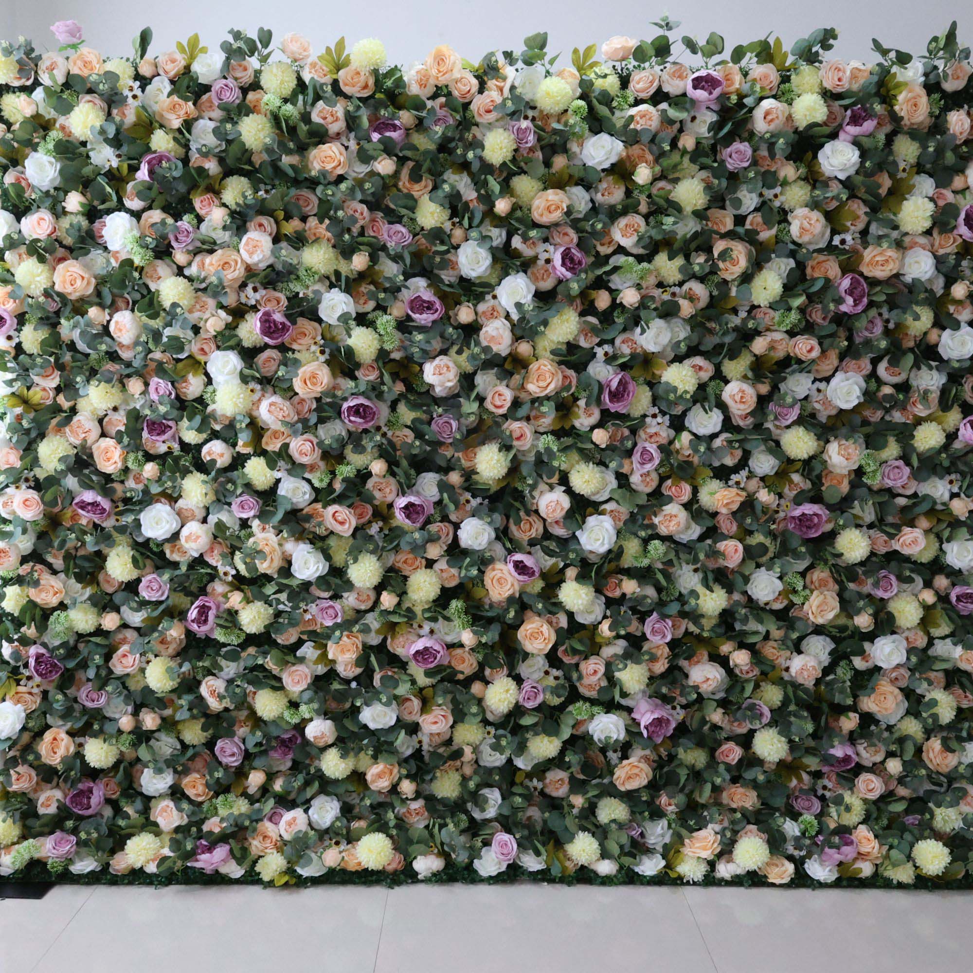Valar Flowers Dark Sea Green and Leaves, punctuated by dark purple roses Artificial Flower Wedding Event Wall-VF-299