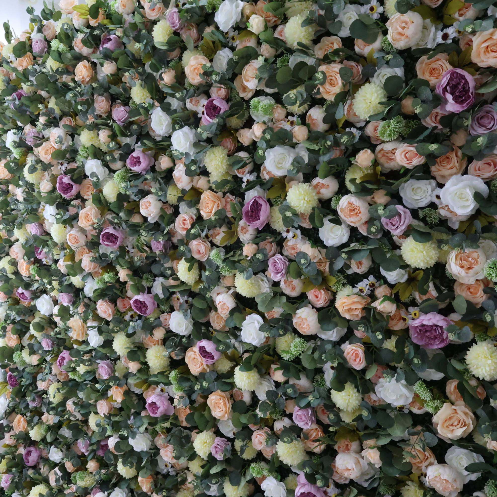 Valar Flowers Dark Sea Green and Leaves, punctuated by dark purple roses Artificial Flower Wedding Event Wall-VF-299