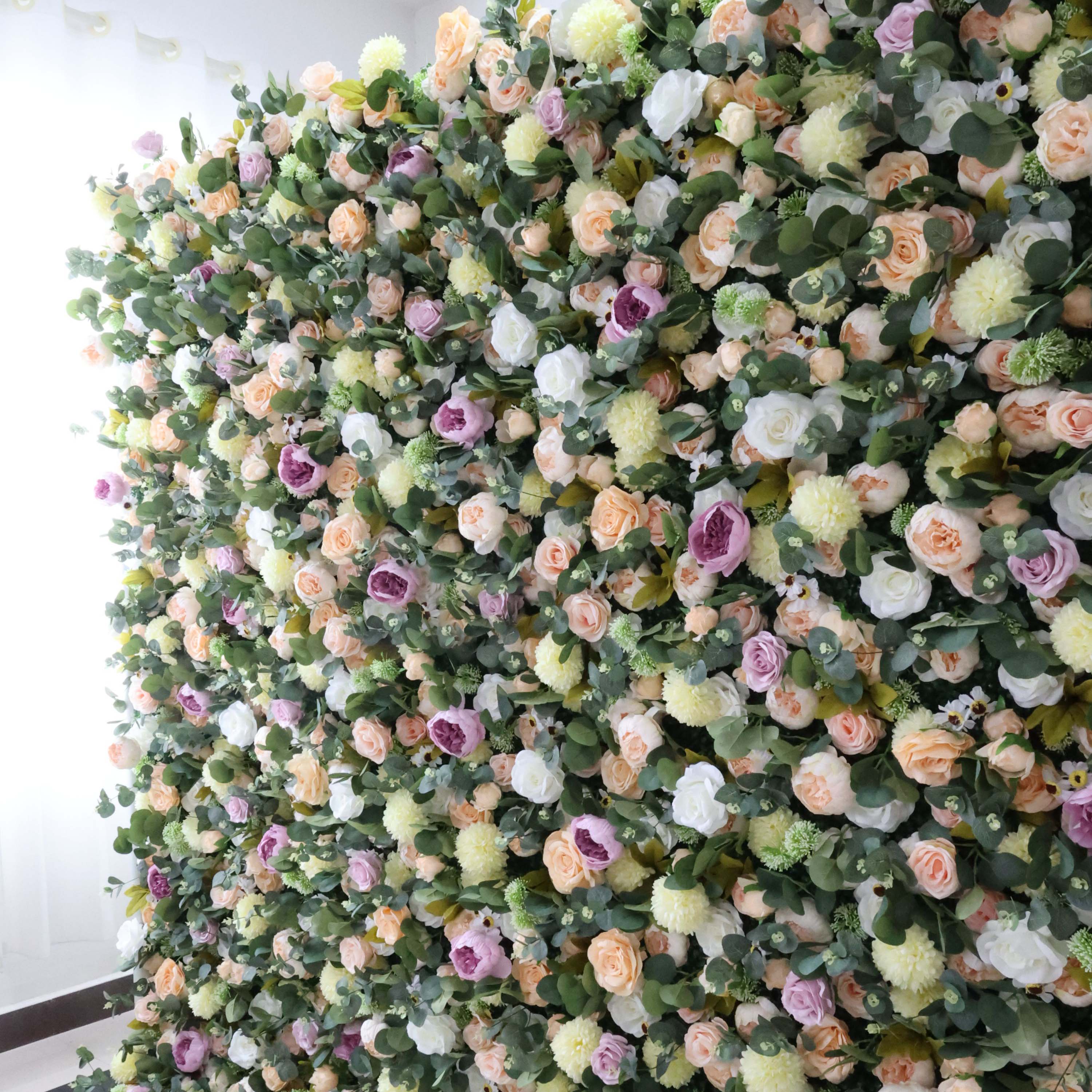 Valar Flowers Dark Sea Green and Leaves, punctuated by dark purple roses Artificial Flower Wedding Event Wall-VF-299
