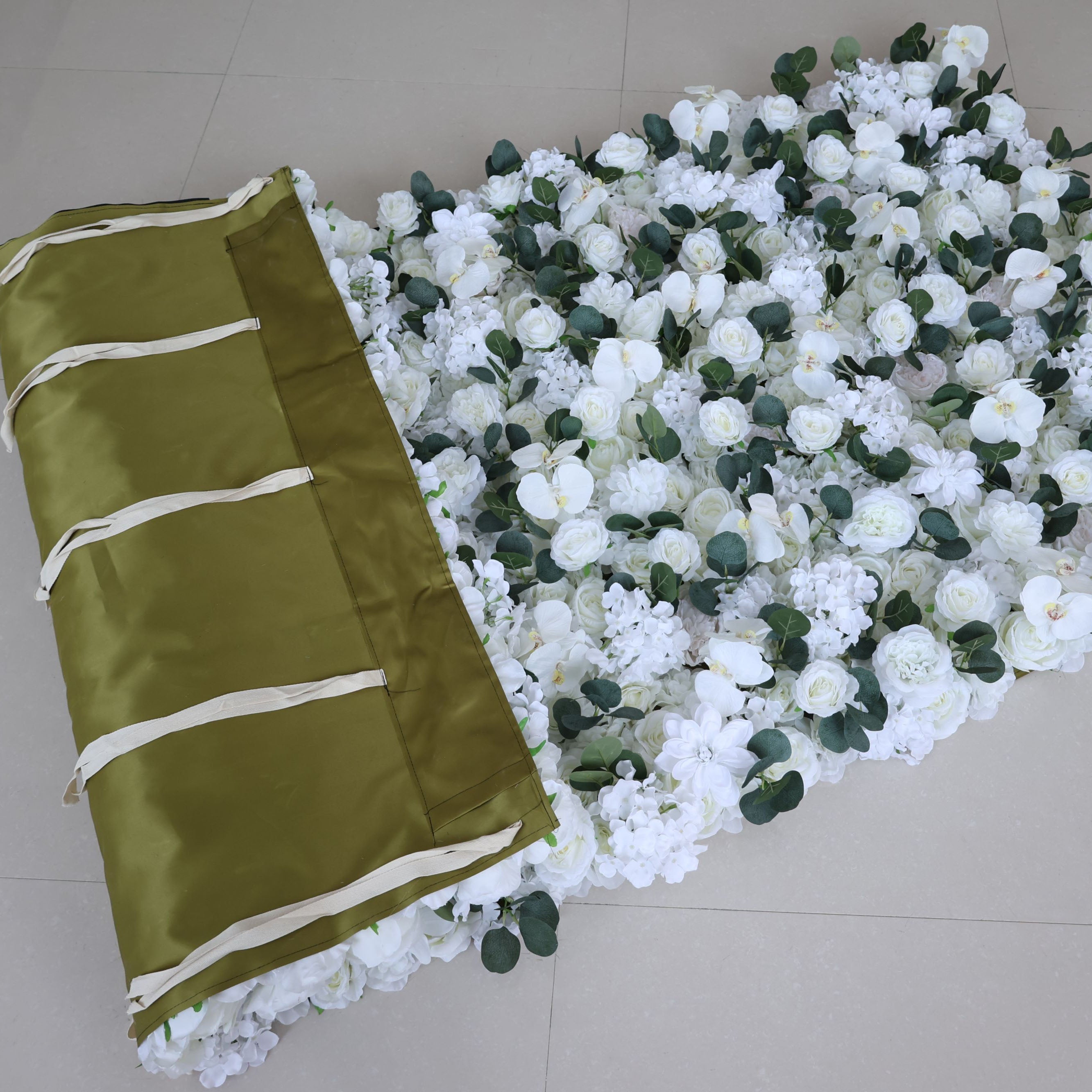 ValarFlowers White Rose Orchid Hydrangea Artificial Flower Wall Backdrop for Wedding & Event Decor VF-379