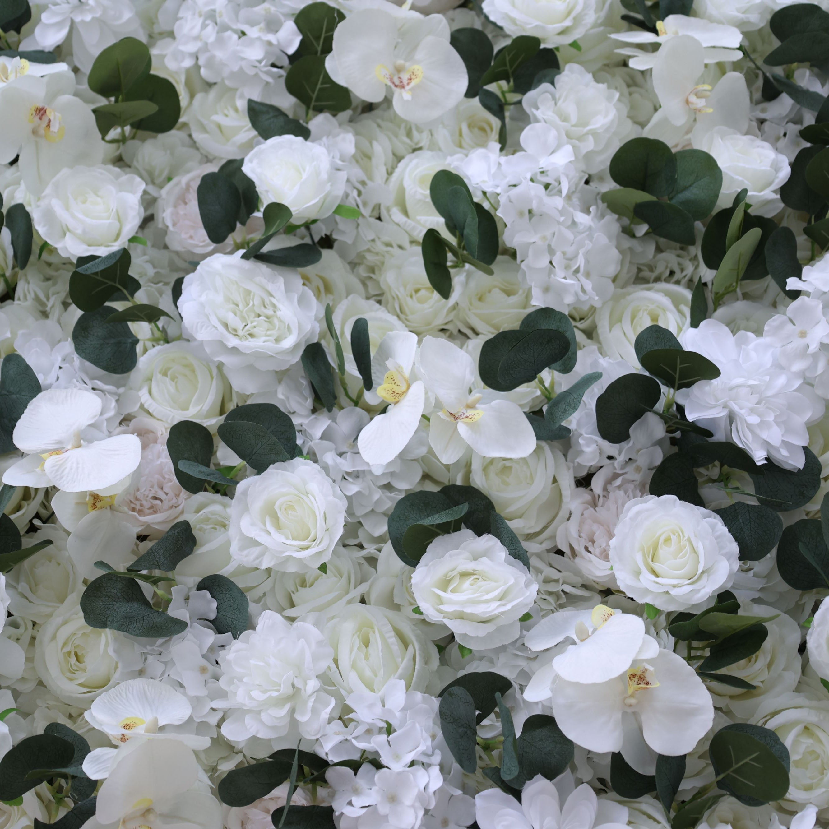 ValarFlowers White Rose Orchid Hydrangea Artificial Flower Wall Backdrop for Wedding & Event Decor VF-379