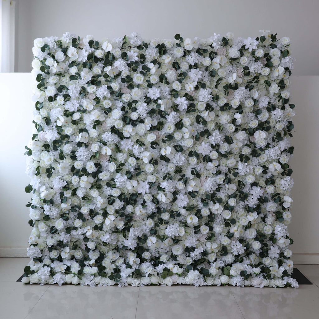 ValarFlowers White Rose Orchid Hydrangea Artificial Flower Wall Backdrop for Wedding & Event Decor VF-379
