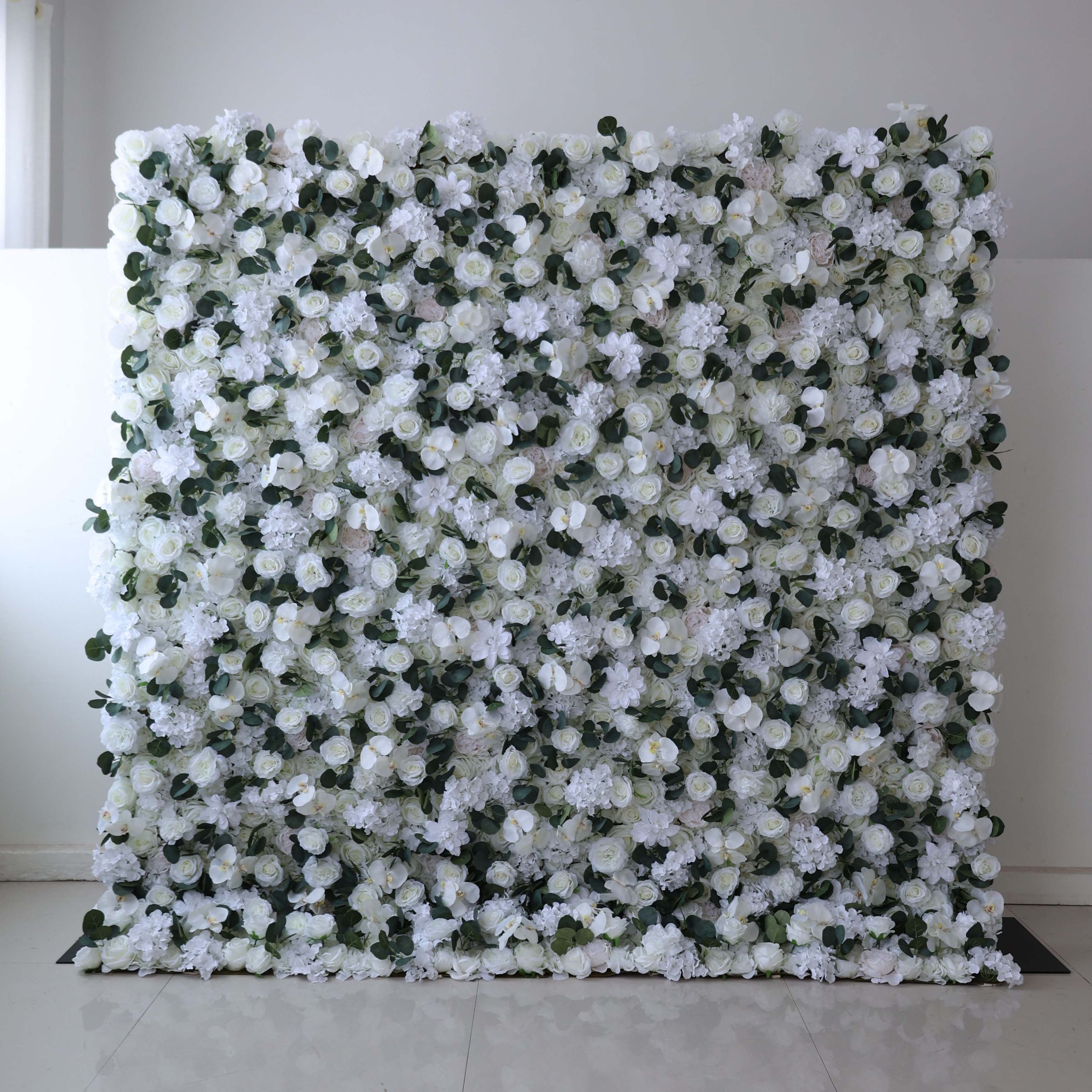 ValarFlowers White Rose Orchid Hydrangea Artificial Flower Wall Backdrop for Wedding & Event Decor VF-379