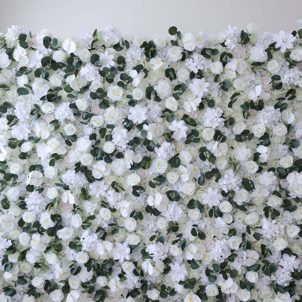 ValarFlowers White Rose Orchid Hydrangea Artificial Flower Wall Backdrop for Wedding & Event Decor VF-379