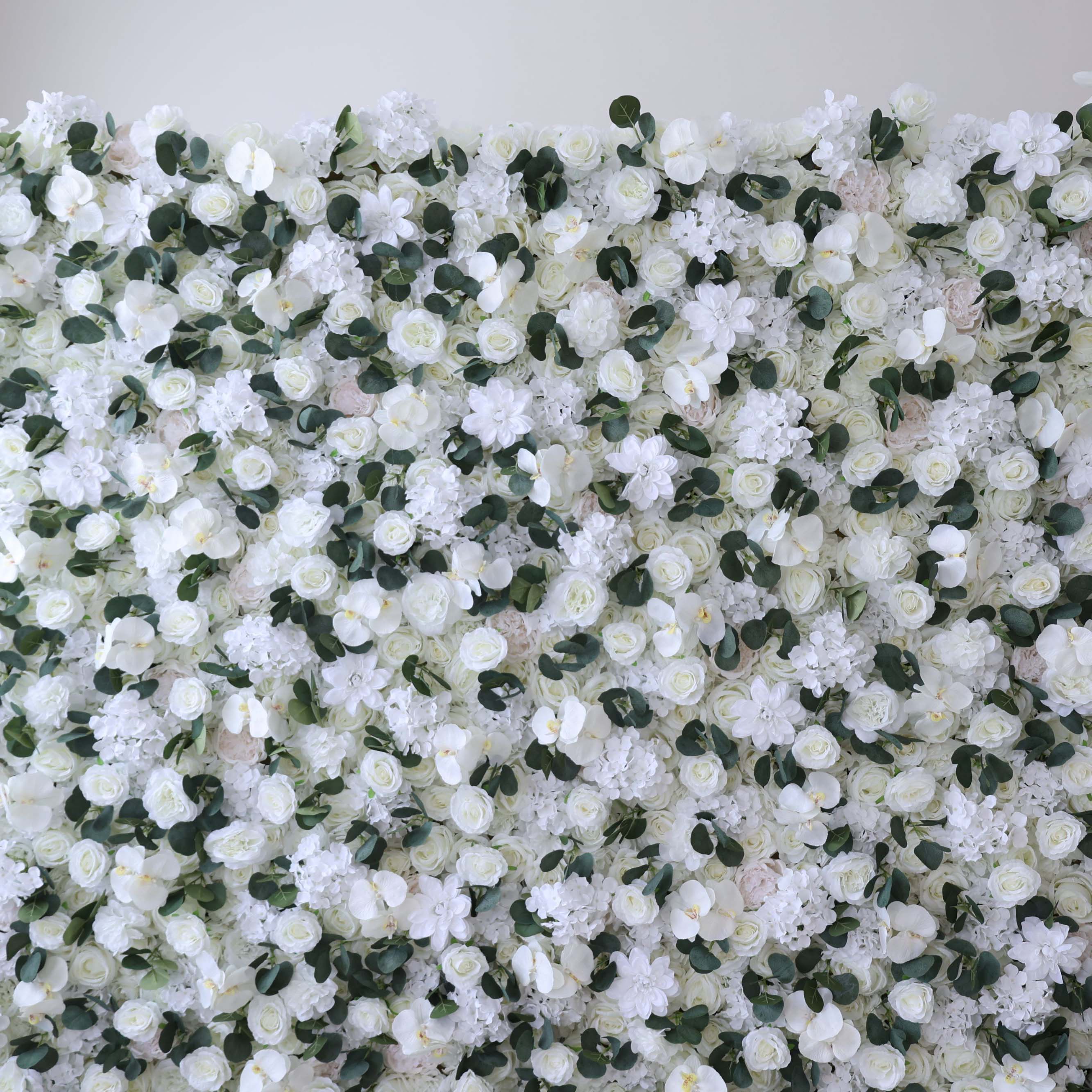 ValarFlowers White Rose Orchid Hydrangea Artificial Flower Wall Backdrop for Wedding & Event Decor VF-379