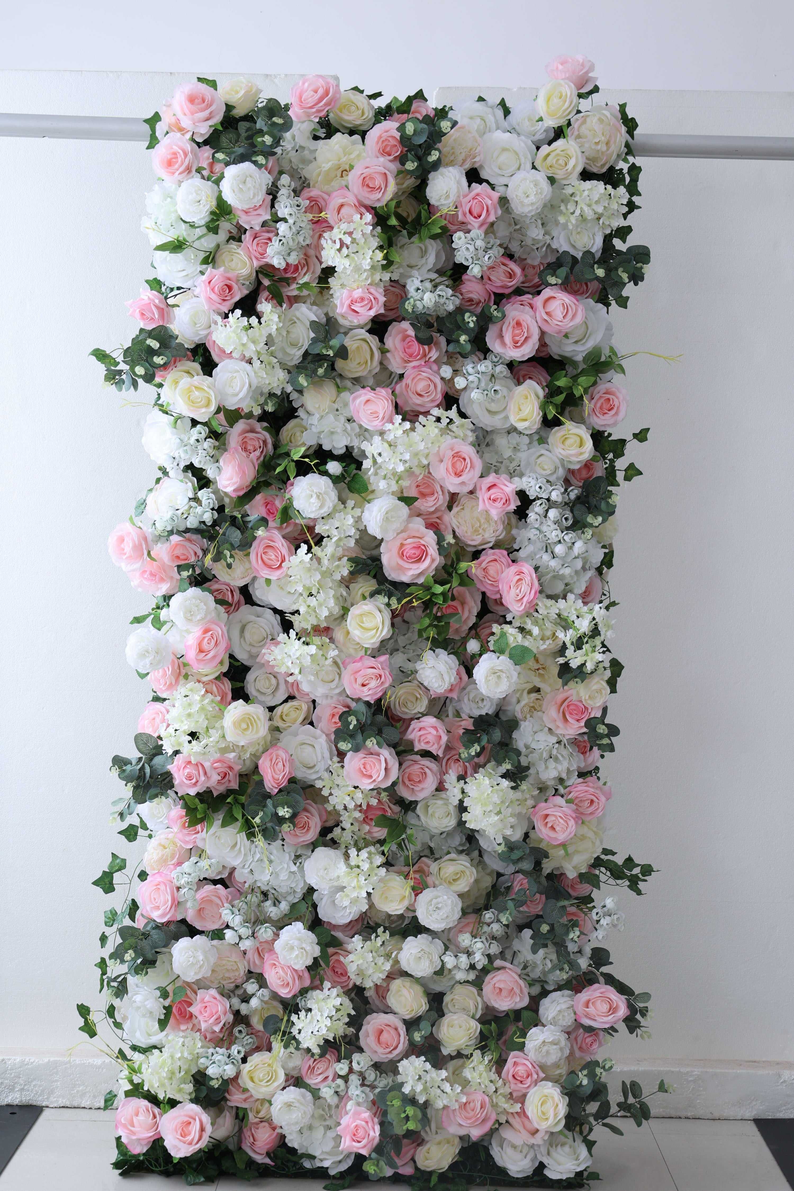 ValarFlowers Pink Cream Ivory Artificial Flower Wall Backdrop for Wedding & Event Decor VF-321