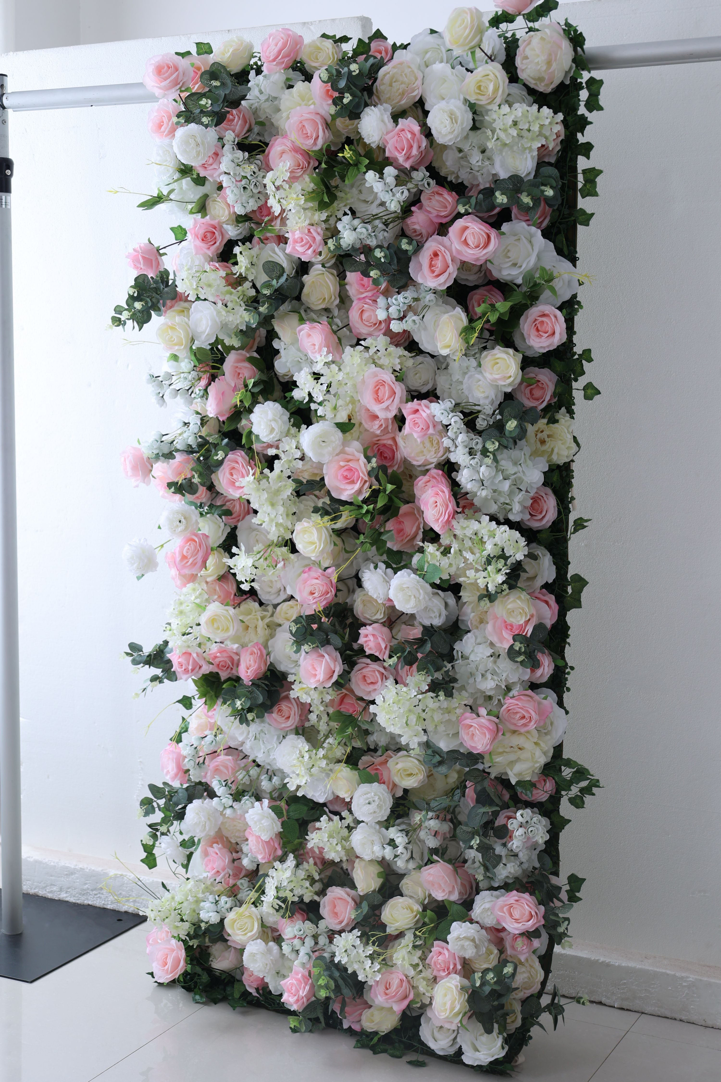 ValarFlowers Pink Cream Ivory Artificial Flower Wall Backdrop for Wedding & Event Decor VF-321