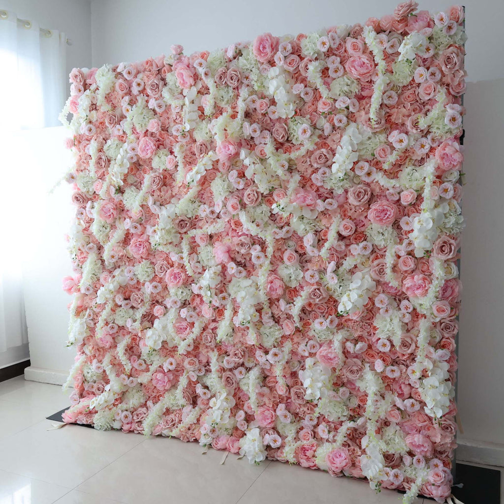 ValarFlowers Pink Rose Peony Artificial Flower Wall Backdrop for Wedding & Event Decor VF-304