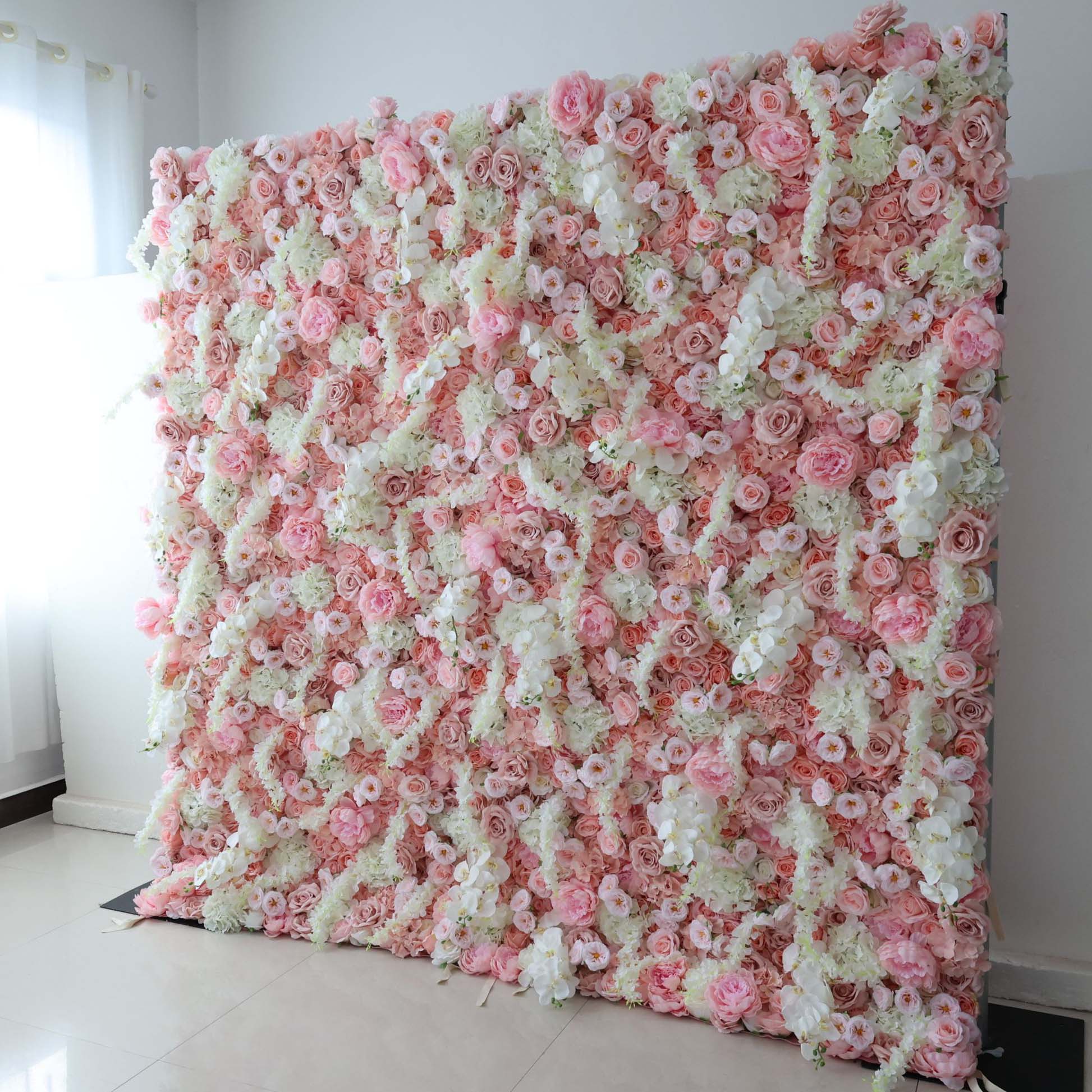 ValarFlowers Pink Rose Peony Artificial Flower Wall Backdrop for Wedding & Event Decor VF-304