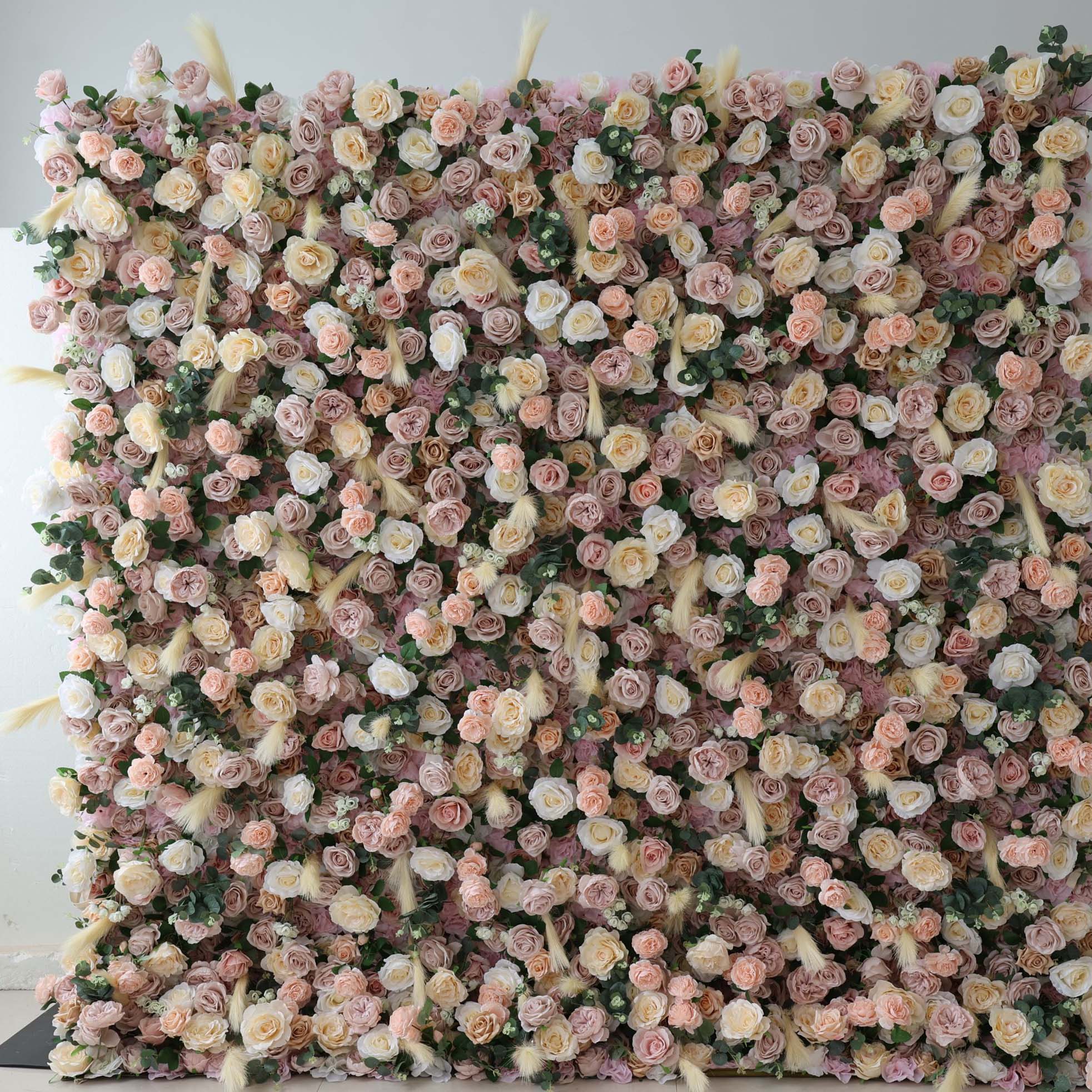 ValarFlowers Blush Pink White Artificial Flower Wall Backdrop for Wedding & Event Decor VF-302