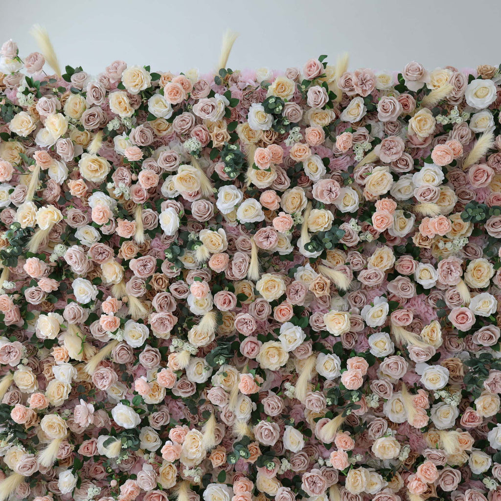ValarFlowers Blush Pink White Artificial Flower Wall Backdrop for Wedding & Event Decor VF-302