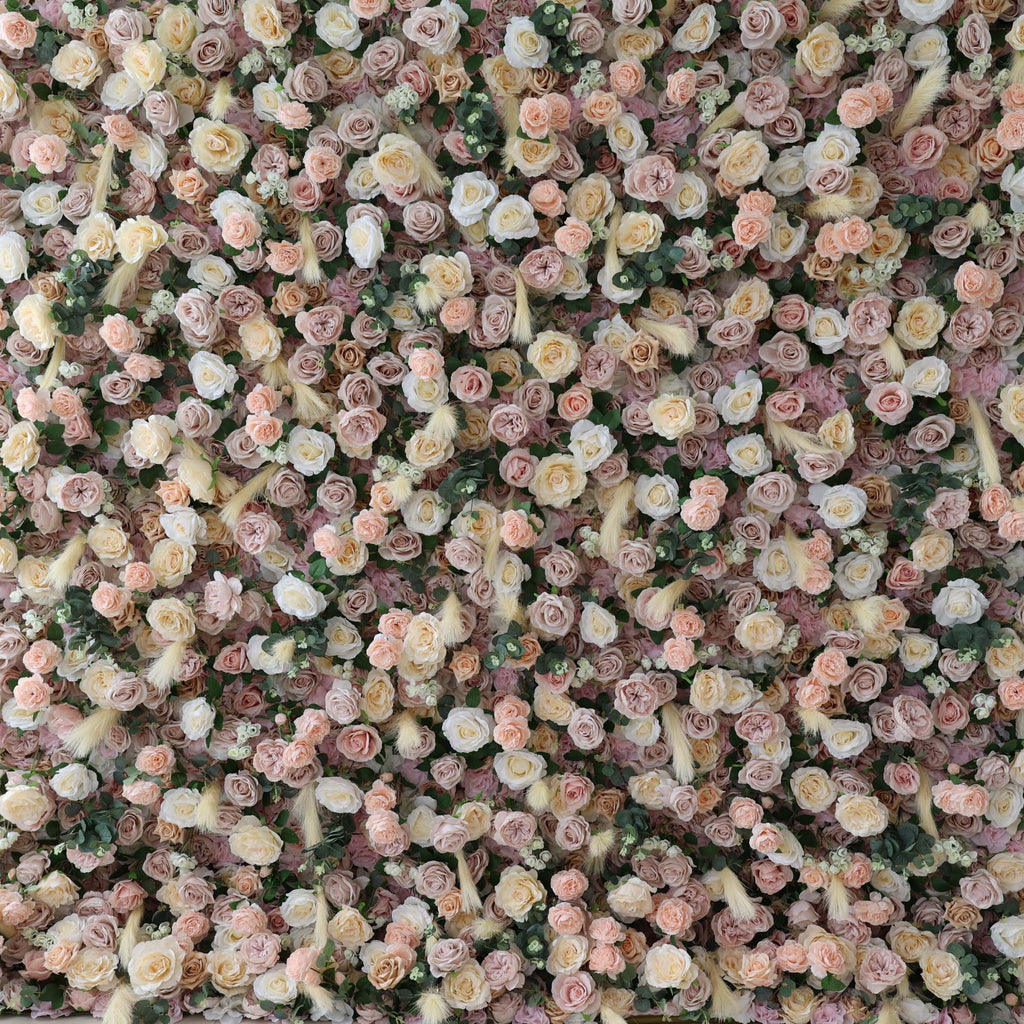 ValarFlowers Blush Pink White Artificial Flower Wall Backdrop for Wedding & Event Decor VF-302