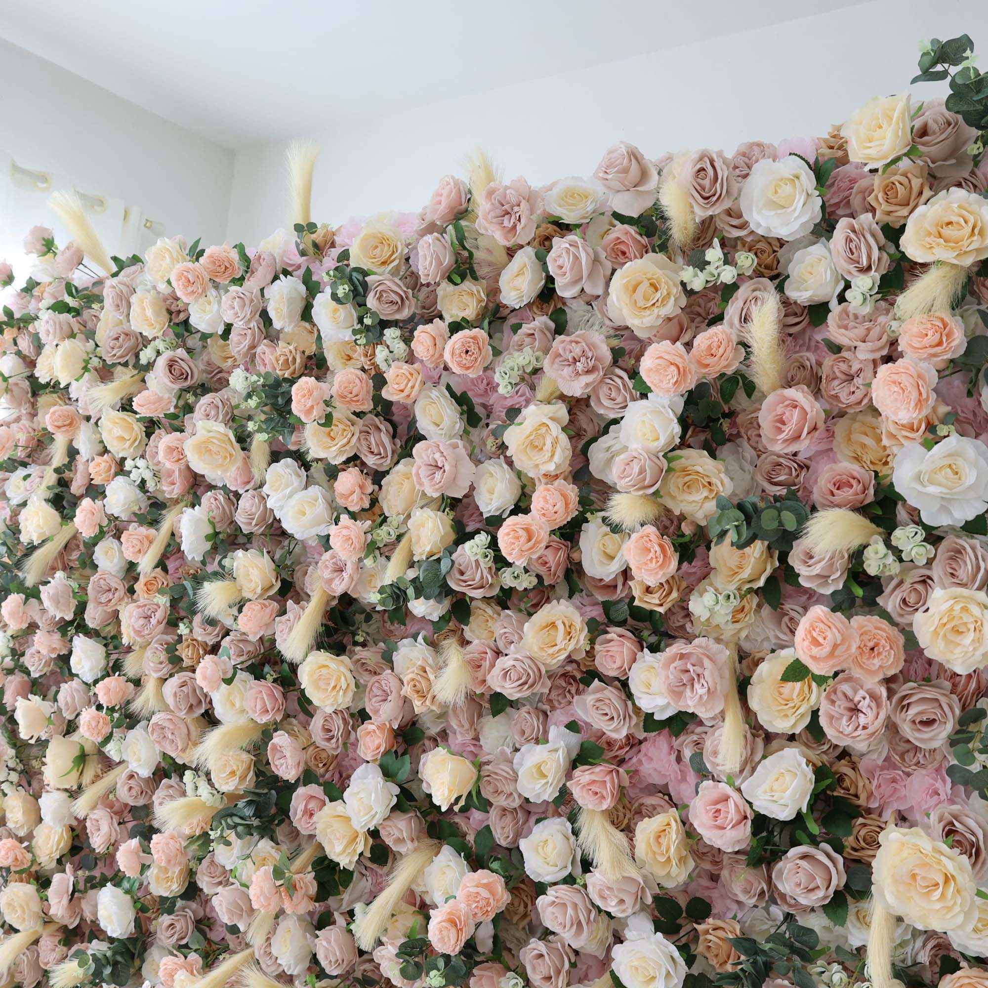 ValarFlowers Blush Pink White Artificial Flower Wall Backdrop for Wedding & Event Decor VF-302