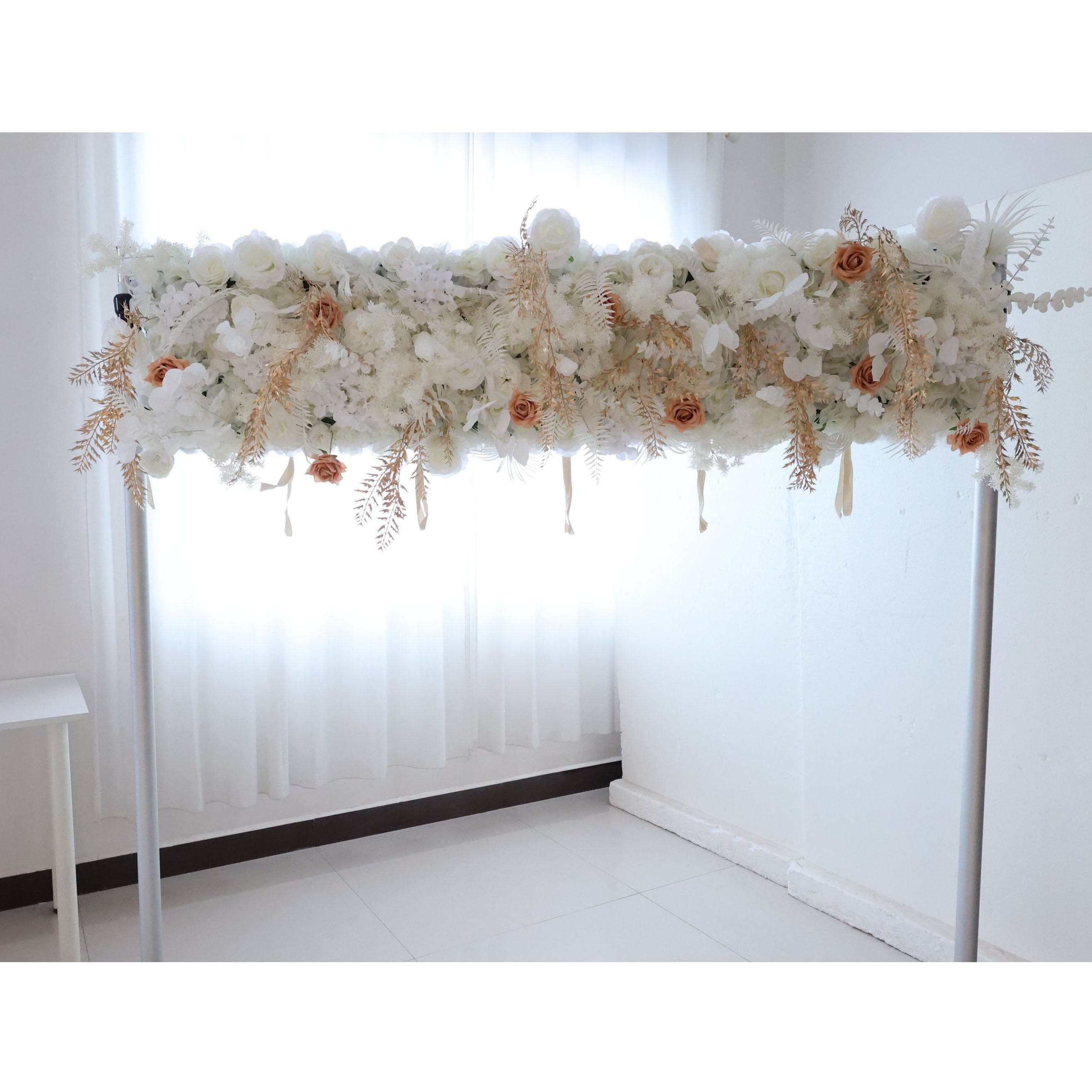 ValarFlowers Pink Ivory Rose Artificial Flower Wall Backdrop for Wedding & Event Decor VF-313