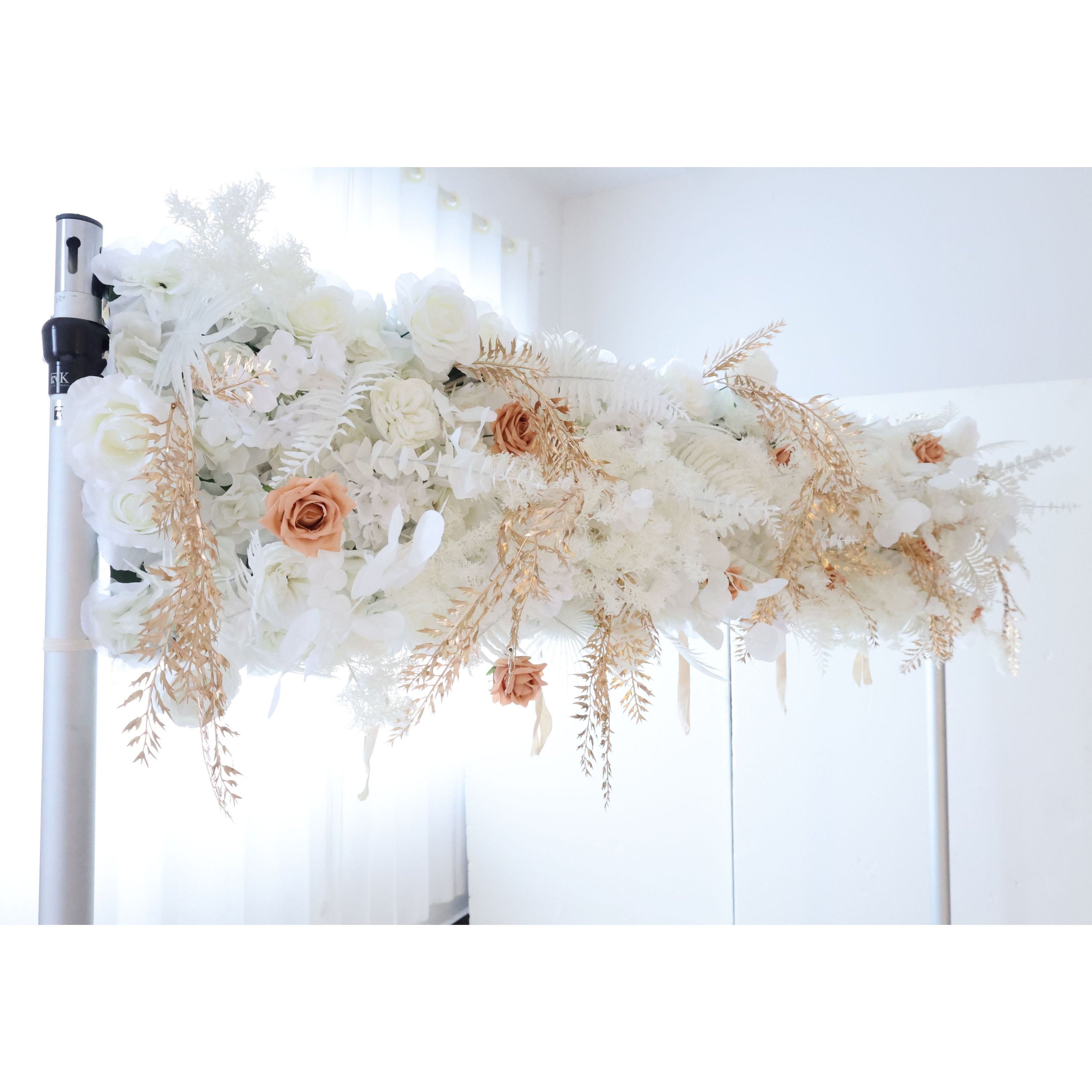 ValarFlowers Pink Ivory Rose Artificial Flower Wall Backdrop for Wedding & Event Decor VF-313