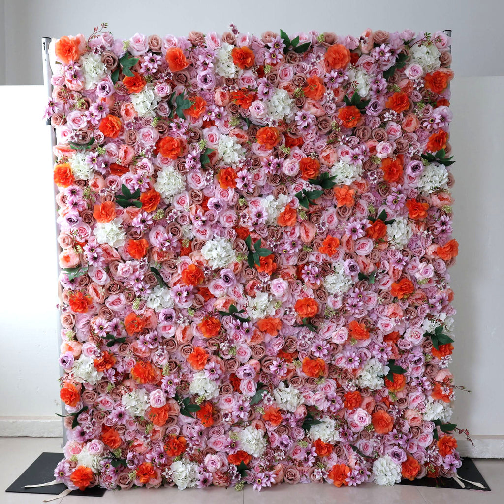 ValarFlowers Pink White Rose Artificial Flower Wall Backdrop for Wedding & Event Decor VF-317