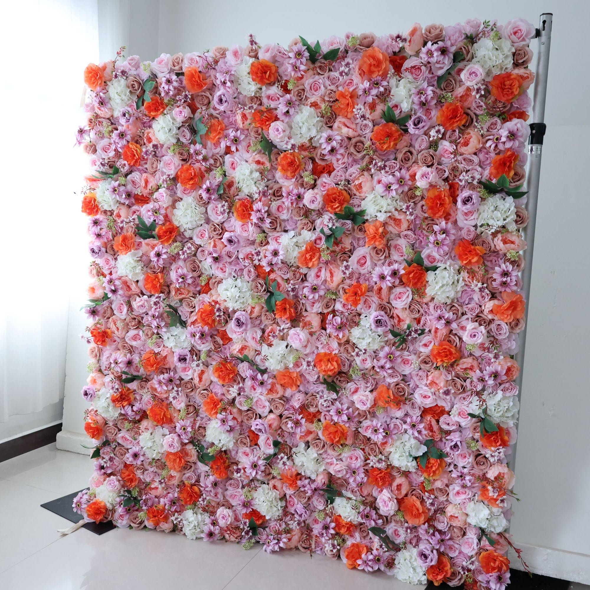 ValarFlowers Pink White Rose Artificial Flower Wall Backdrop for Wedding & Event Decor VF-317