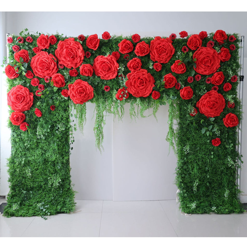 ValarFlowers Pink Ivory Rose Artificial Flower Wall Backdrop for Wedding & Event Decor VF-318