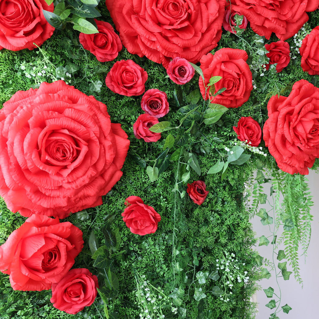 ValarFlowers Pink Ivory Rose Artificial Flower Wall Backdrop for Wedding & Event Decor VF-318