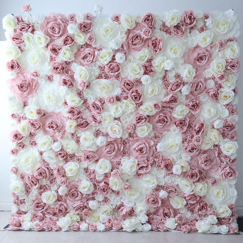 ValarFlowers Blush Pink Ivory Artificial Flower Wall Backdrop for Wedding & Event Decor VF-315