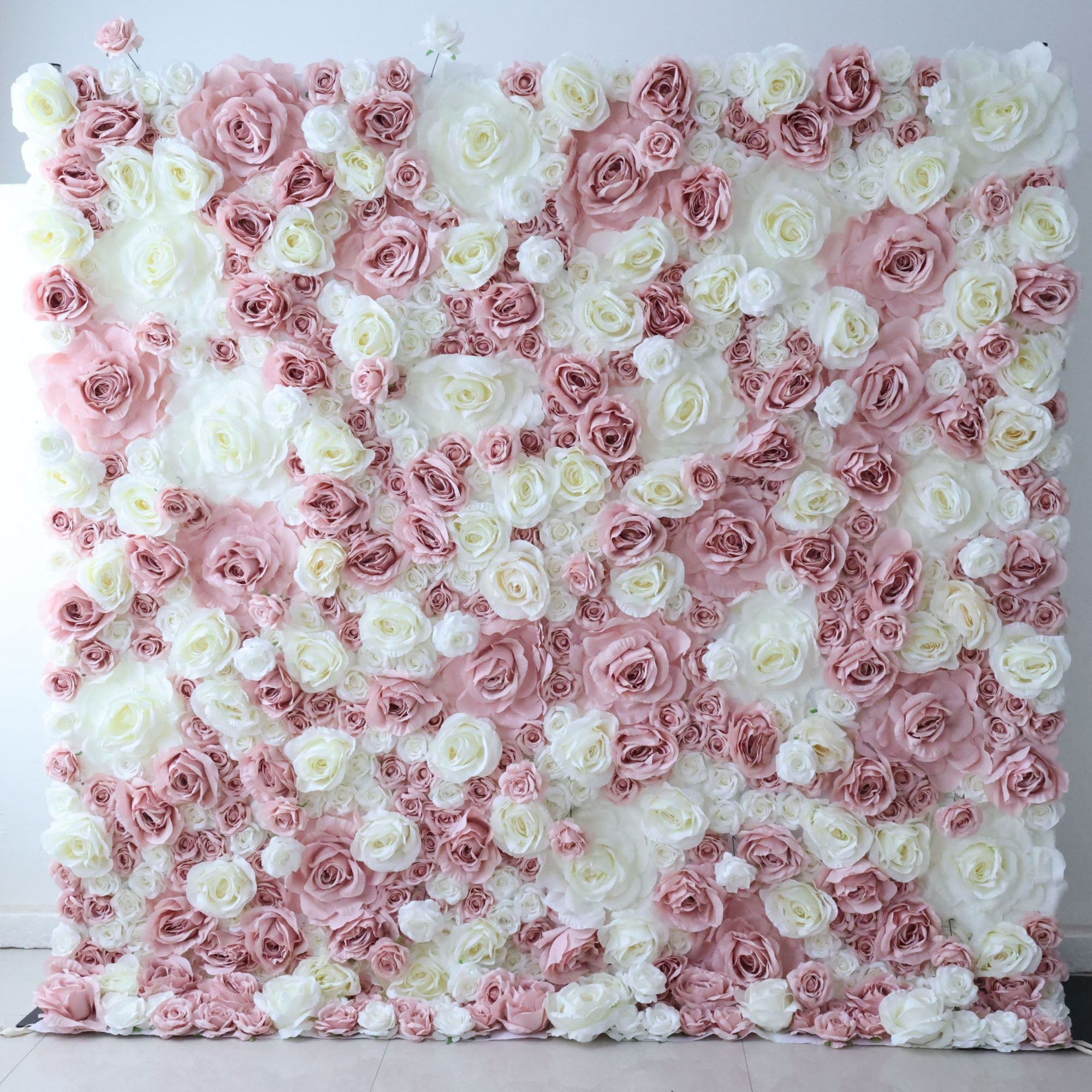 ValarFlowers Blush Pink Ivory Artificial Flower Wall Backdrop for Wedding & Event Decor VF-315