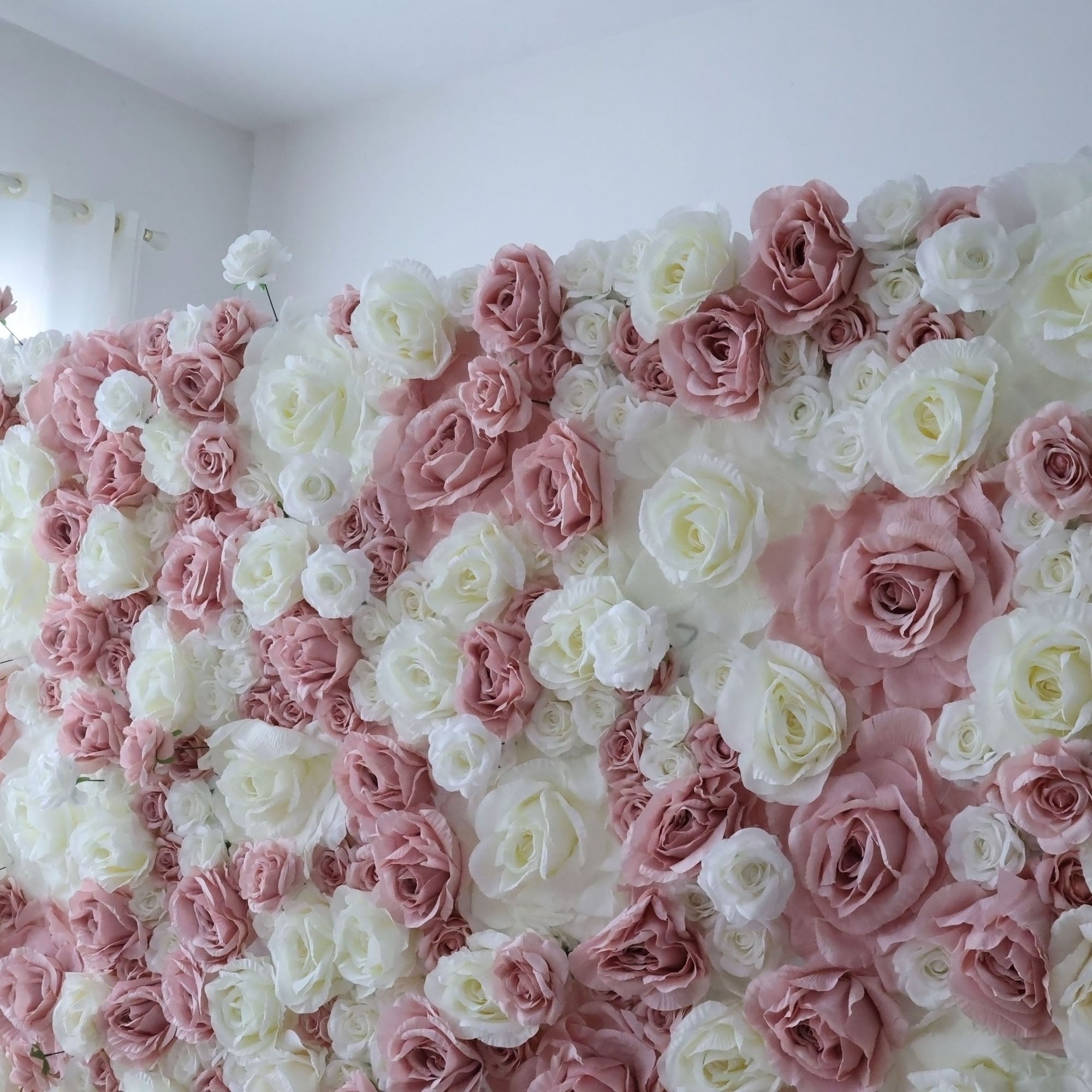 ValarFlowers Blush Pink Ivory Artificial Flower Wall Backdrop for Wedding & Event Decor VF-315