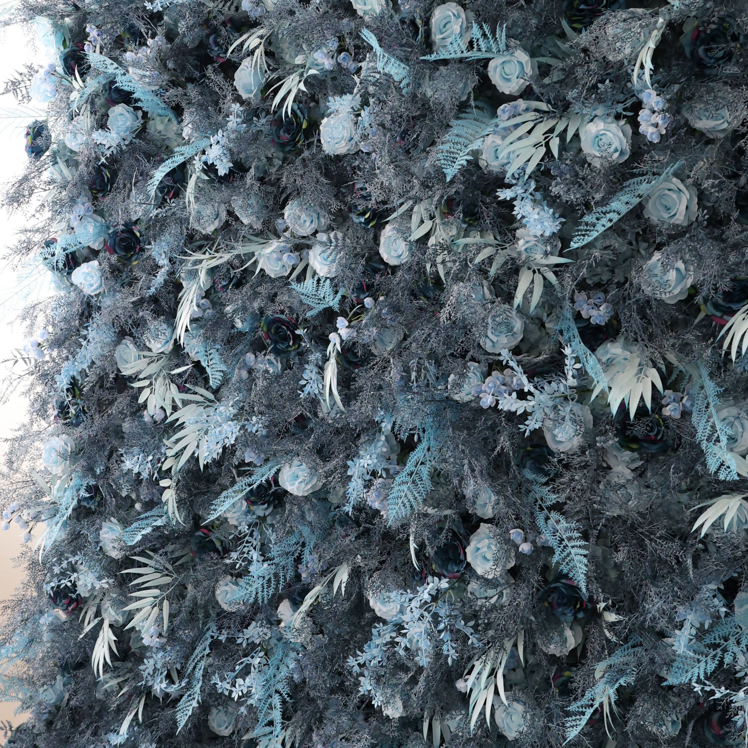 ValarFlowers Navy And Dusty Blue Rose Artificial Flower Wall Backdrop for Wedding & Event Decor VF-293