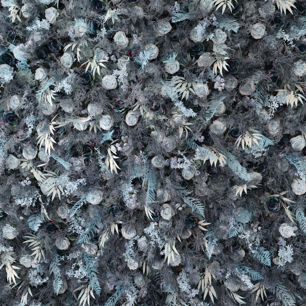 ValarFlowers Navy And Dusty Blue Rose Artificial Flower Wall Backdrop for Wedding & Event Decor VF-293