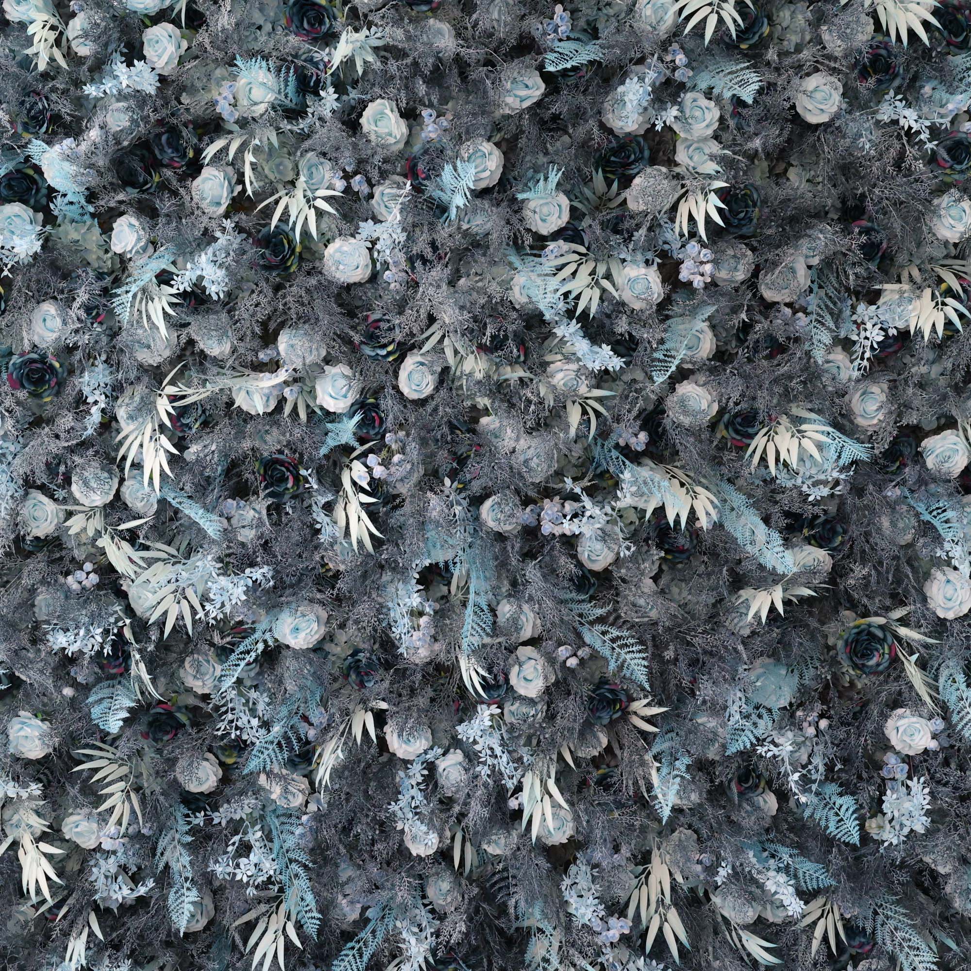 ValarFlowers Navy And Dusty Blue Rose Artificial Flower Wall Backdrop for Wedding & Event Decor VF-293