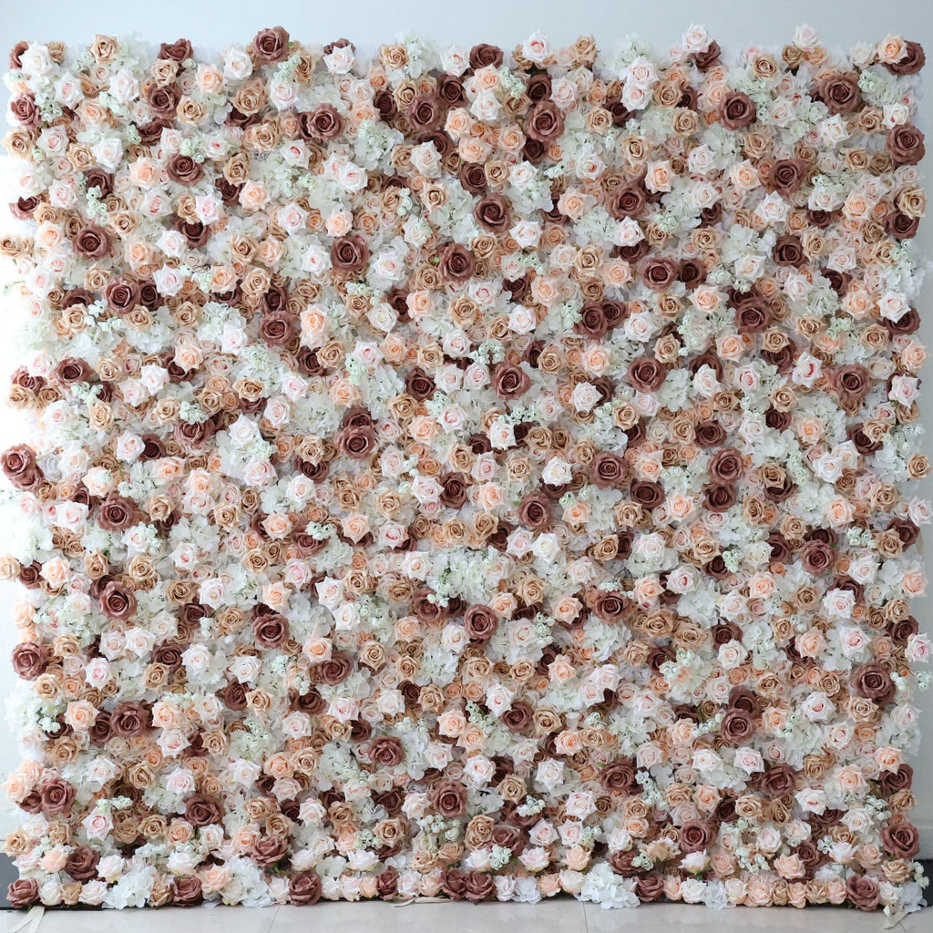 ValarFlowers Brown Khaki Artificial Flower Wall Backdrop for Wedding & Event Decor VF-295