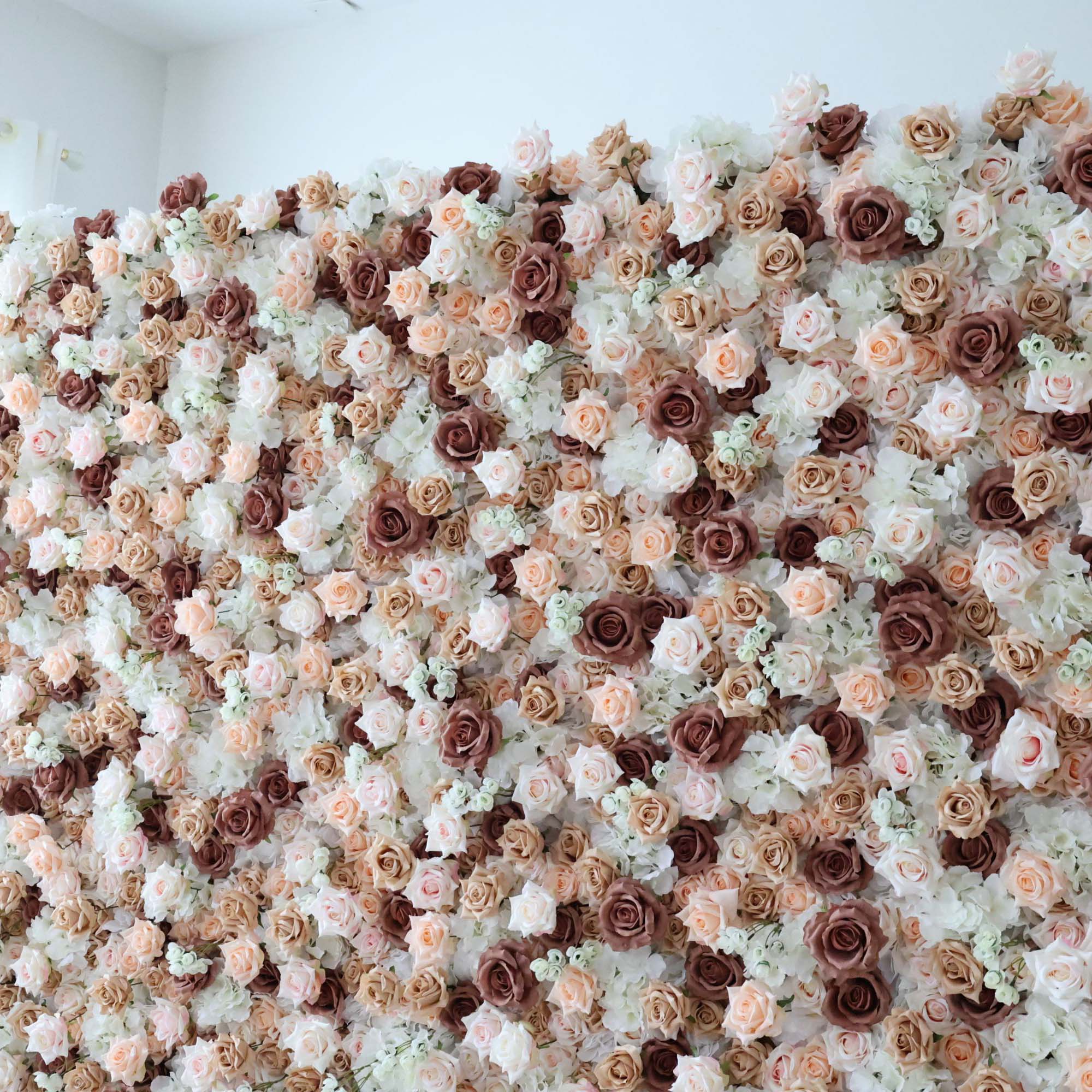 ValarFlowers Brown Khaki Artificial Flower Wall Backdrop for Wedding & Event Decor VF-295