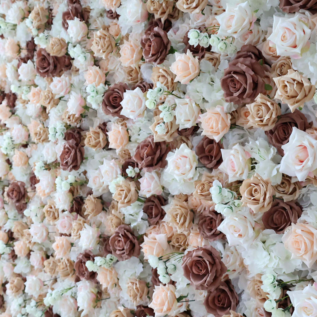 ValarFlowers Brown Khaki Artificial Flower Wall Backdrop for Wedding & Event Decor VF-295