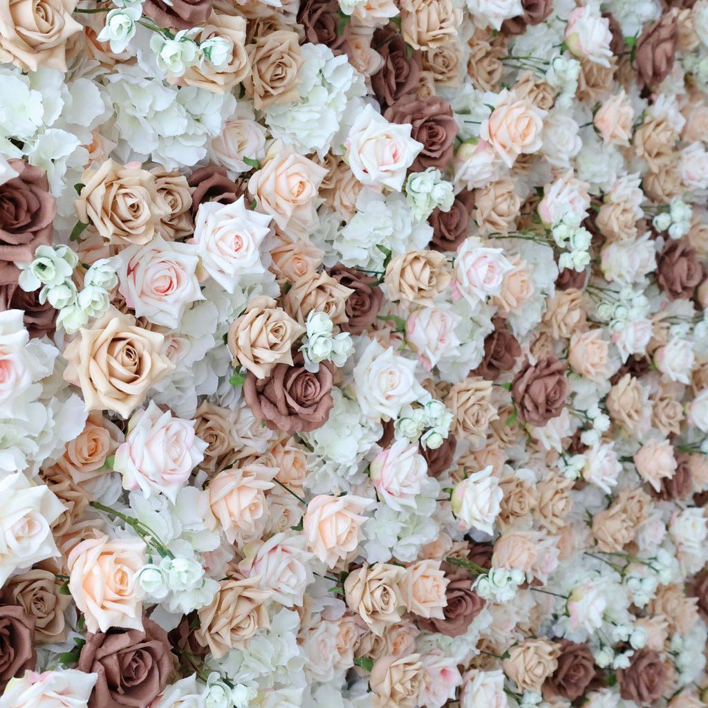 ValarFlowers Brown Khaki Artificial Flower Wall Backdrop for Wedding & Event Decor VF-295