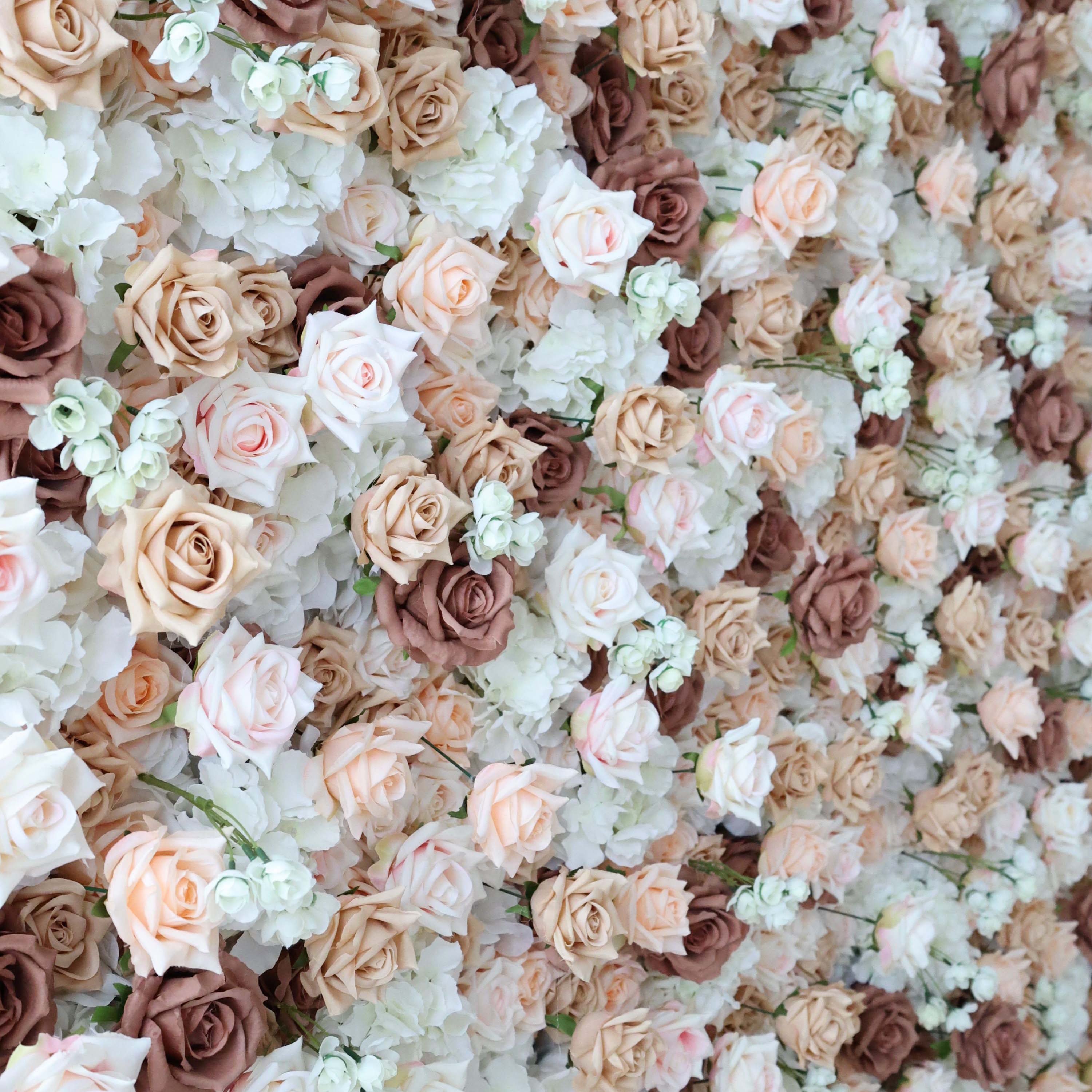 ValarFlowers Brown Khaki Artificial Flower Wall Backdrop for Wedding & Event Decor VF-295