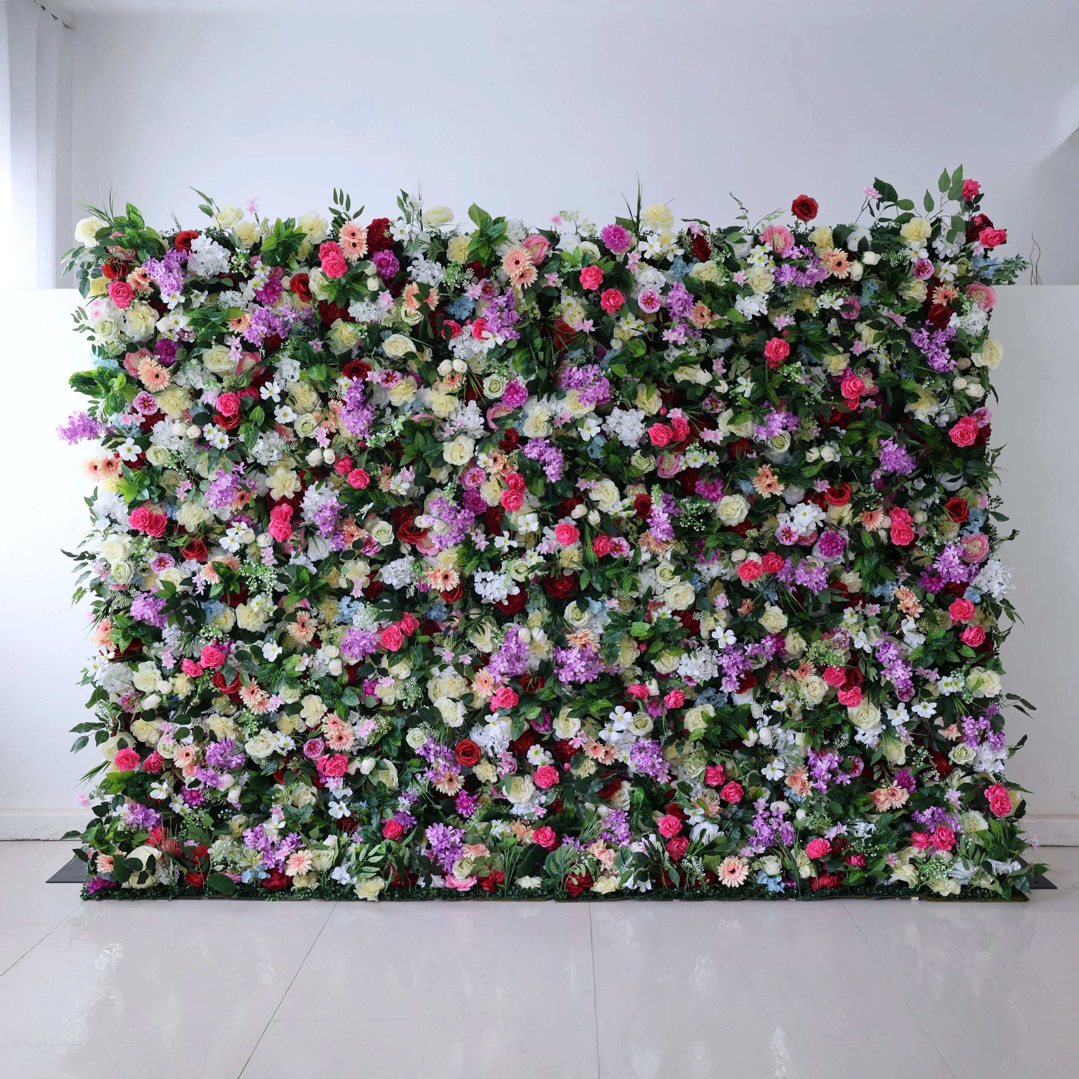 ValarFlowers Green Red Pink Artificial Flower Wall Backdrop for Wedding & Event Decor VF-370