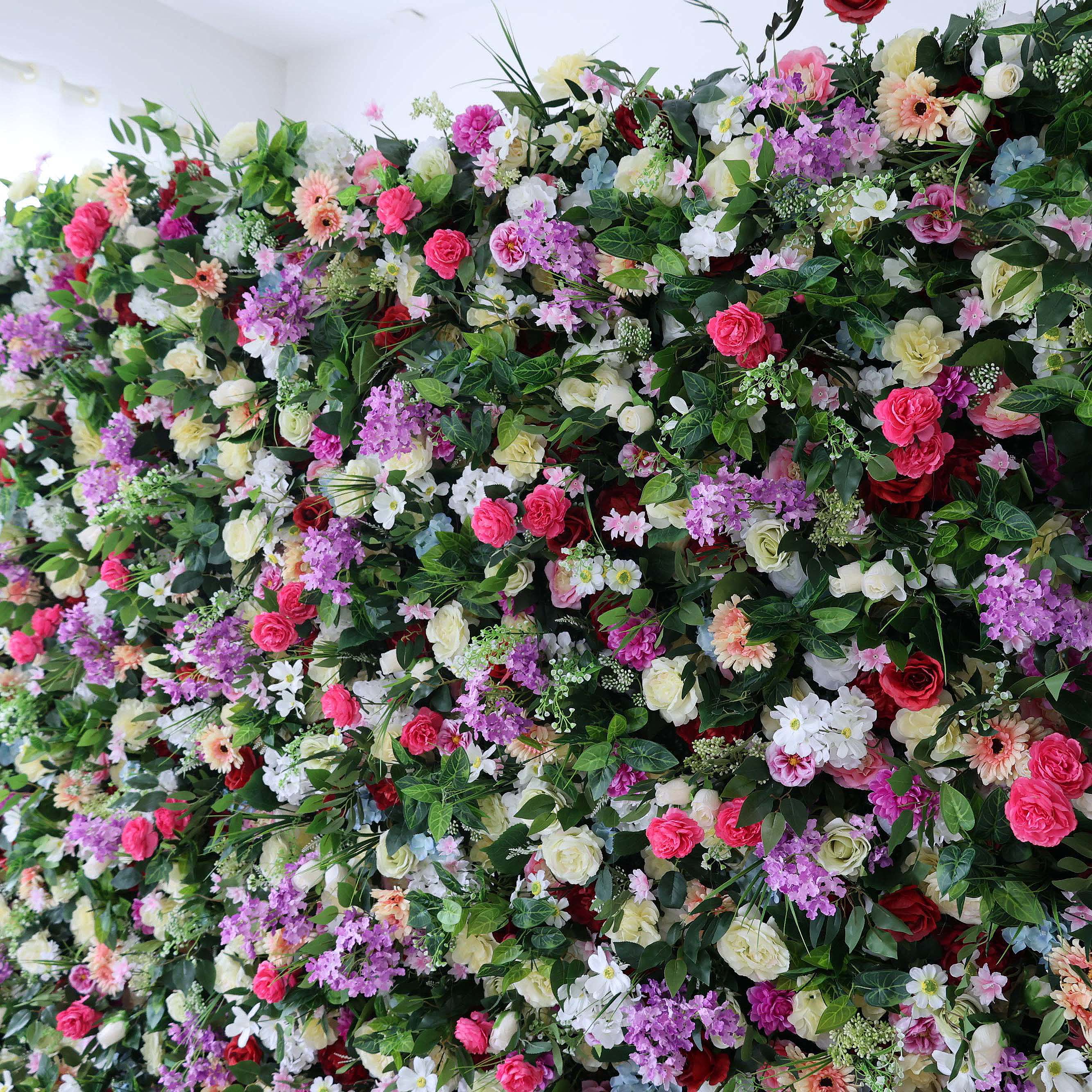 ValarFlowers Green Red Pink Artificial Flower Wall Backdrop for Wedding & Event Decor VF-370