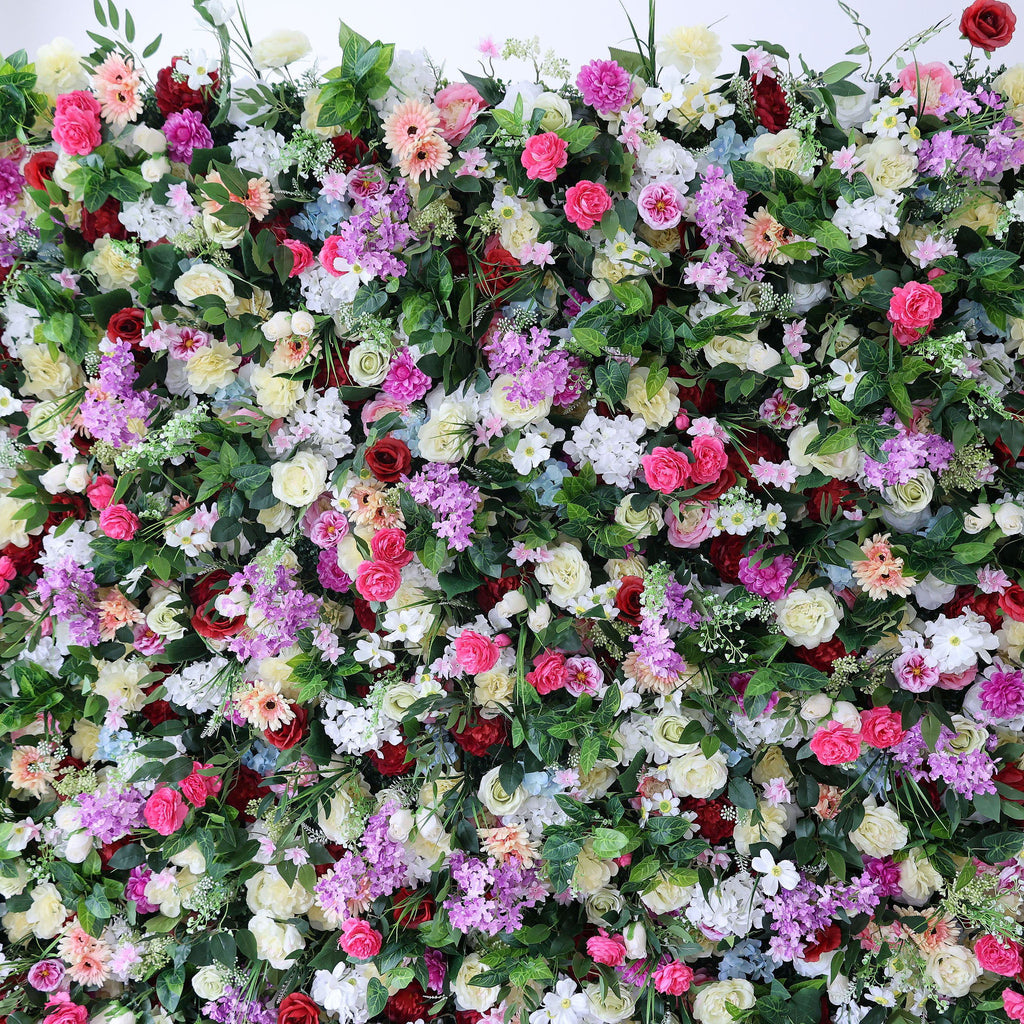 ValarFlowers Green Red Pink Artificial Flower Wall Backdrop for Wedding & Event Decor VF-370