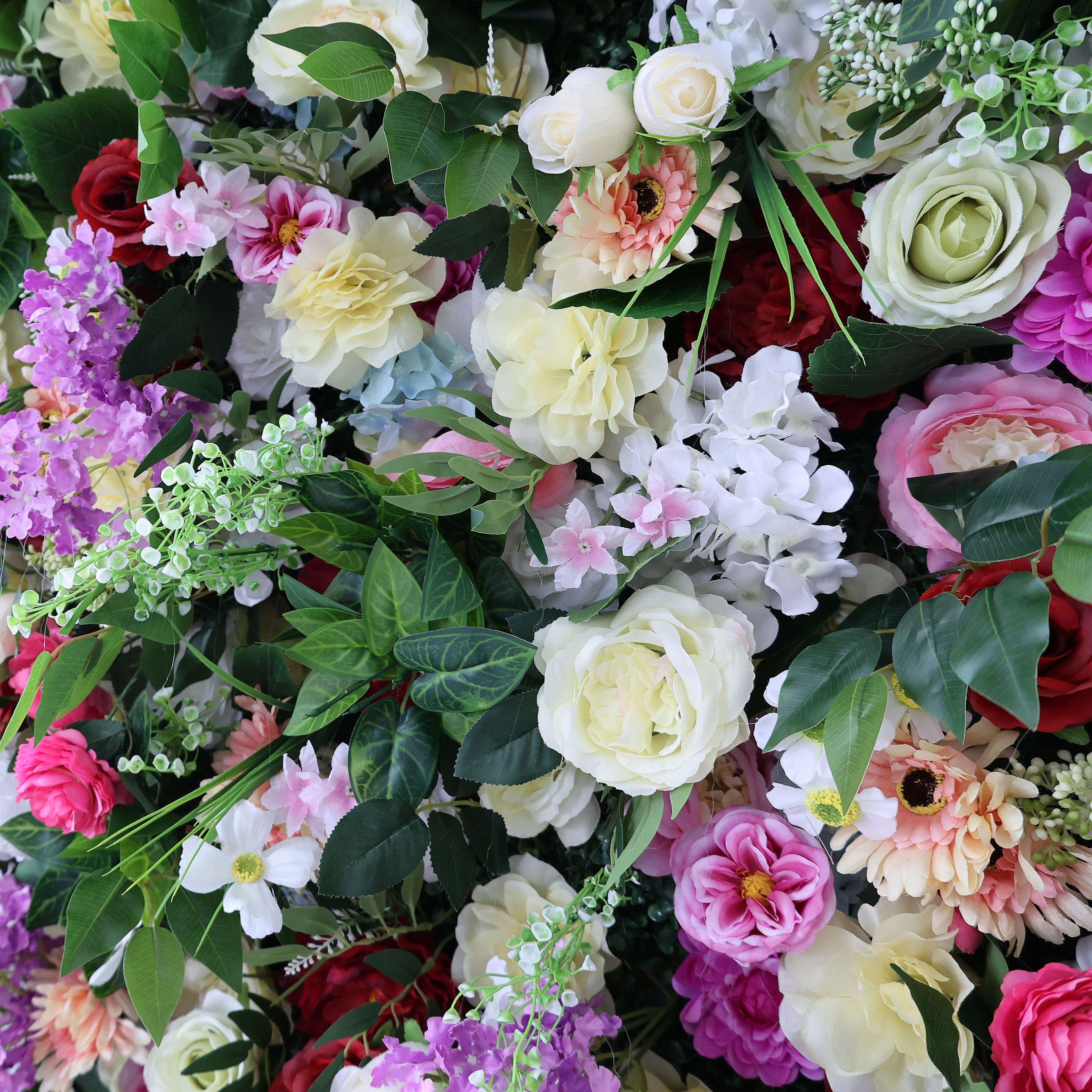 ValarFlowers Green Red Pink Artificial Flower Wall Backdrop for Wedding & Event Decor VF-370