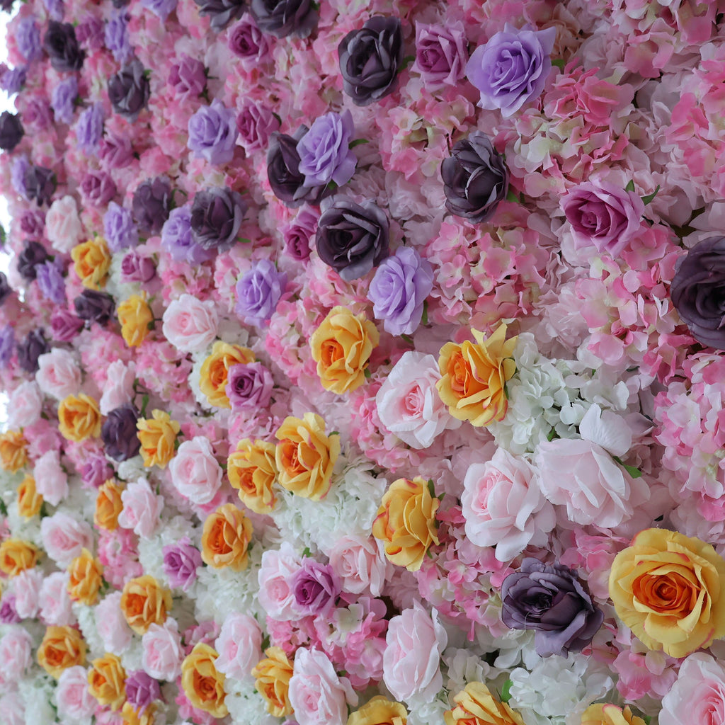 ValarFlowers Pink Rose Peony Artificial Flower Wall Backdrop for Wedding & Event Decor VF-390