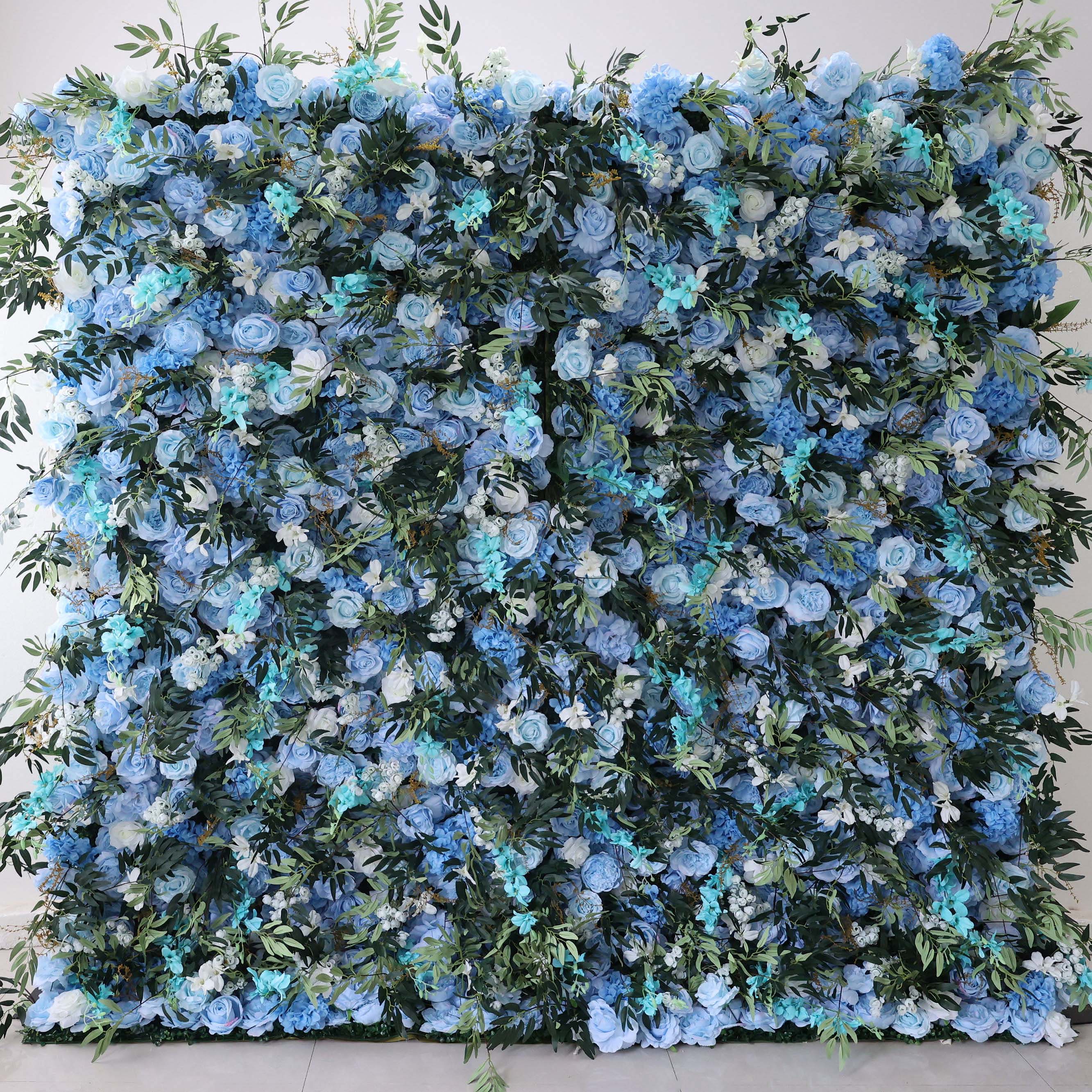ValarFlowers Green Blue Greenery Artificial Flower Wall Backdrop for Wedding & Event Decor VF-389