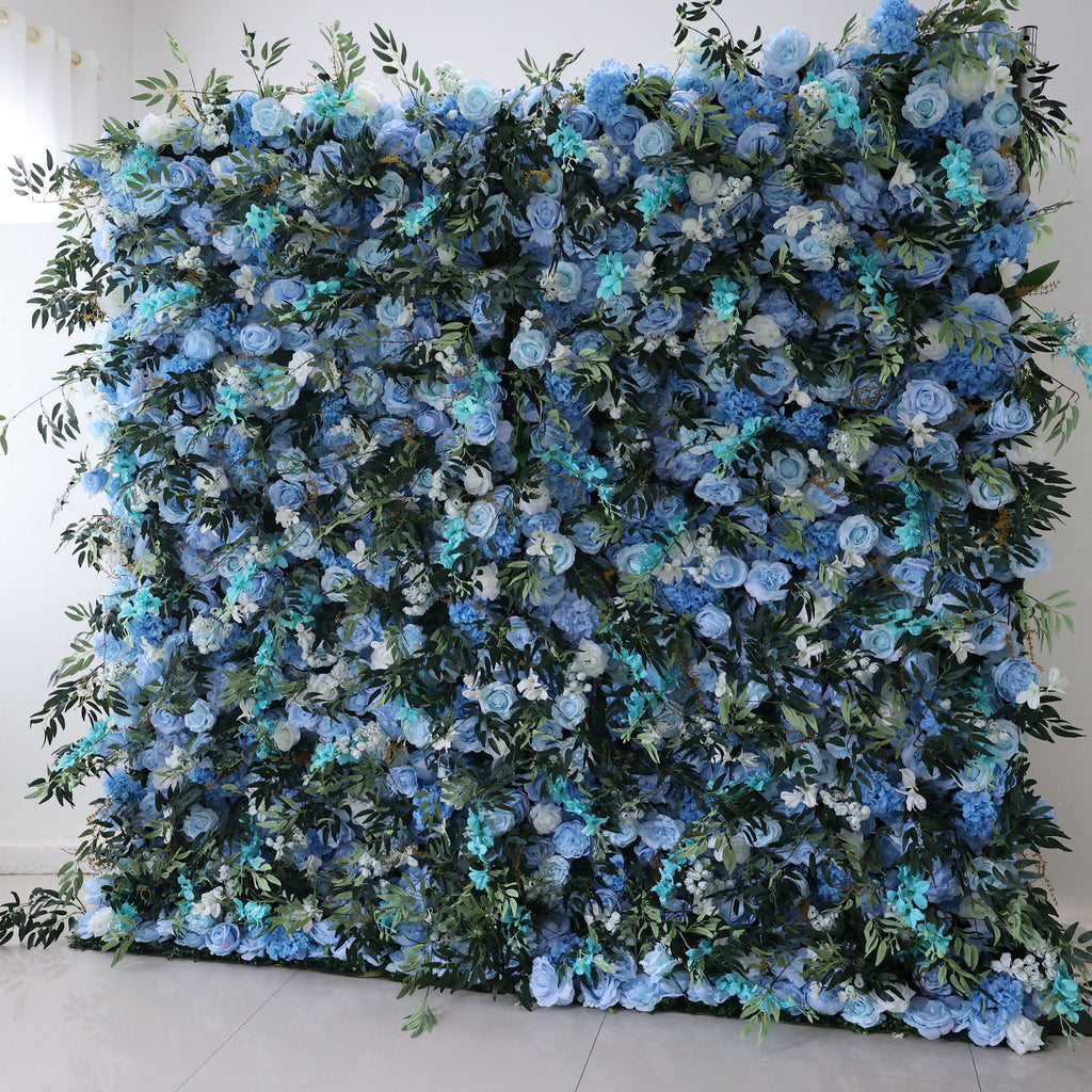 ValarFlowers Green Blue Greenery Artificial Flower Wall Backdrop for Wedding & Event Decor VF-389