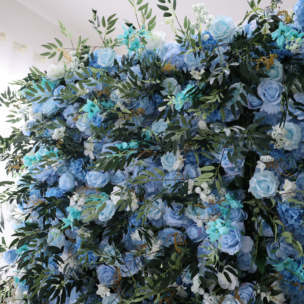 ValarFlowers Green Blue Greenery Artificial Flower Wall Backdrop for Wedding & Event Decor VF-389
