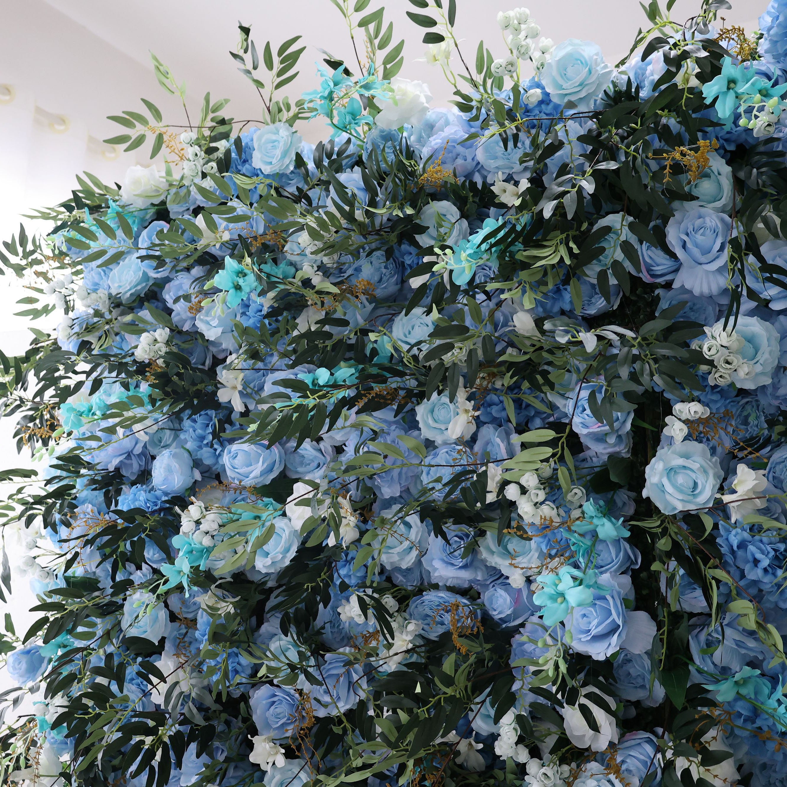 ValarFlowers Green Blue Greenery Artificial Flower Wall Backdrop for Wedding & Event Decor VF-389