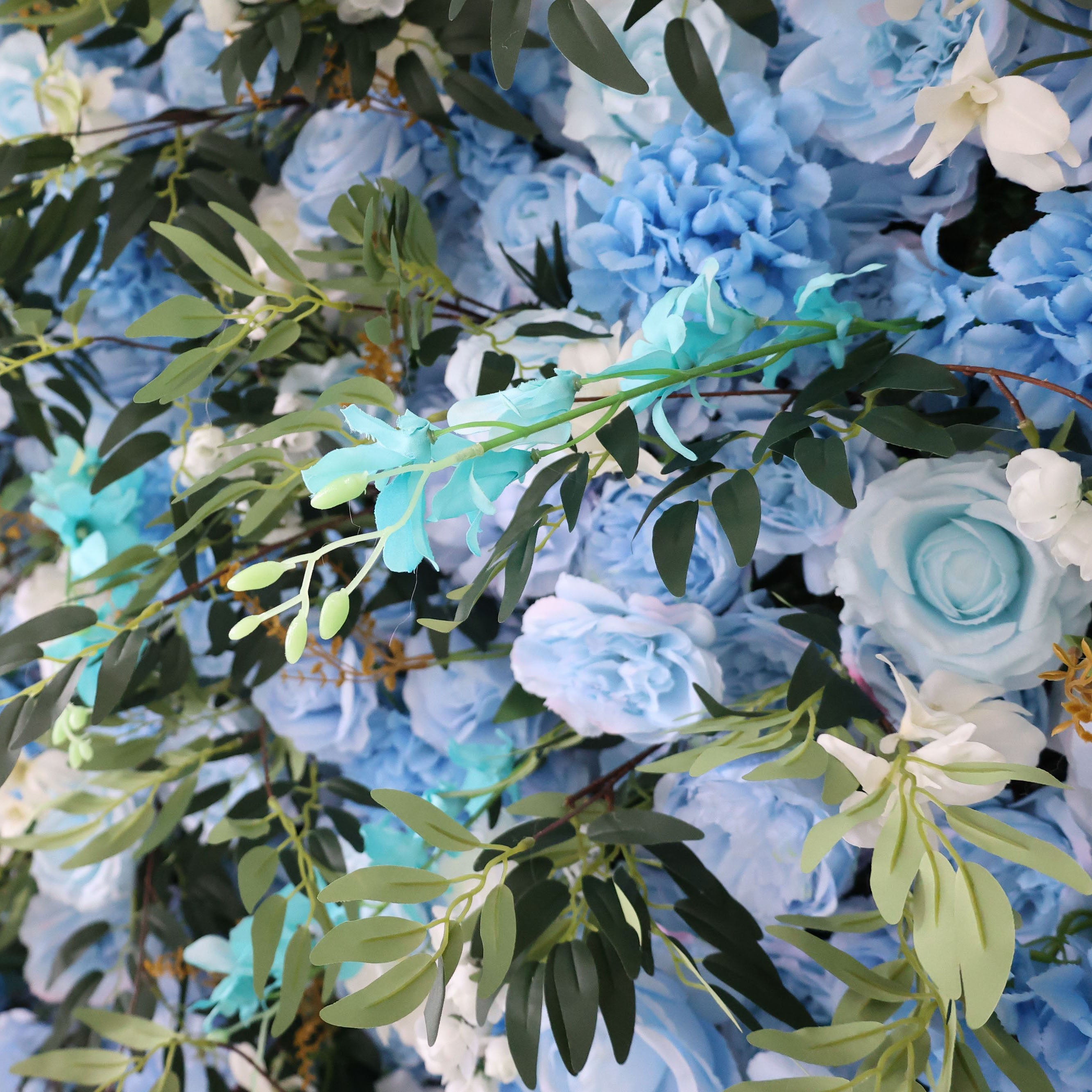 ValarFlowers Green Blue Greenery Artificial Flower Wall Backdrop for Wedding & Event Decor VF-389