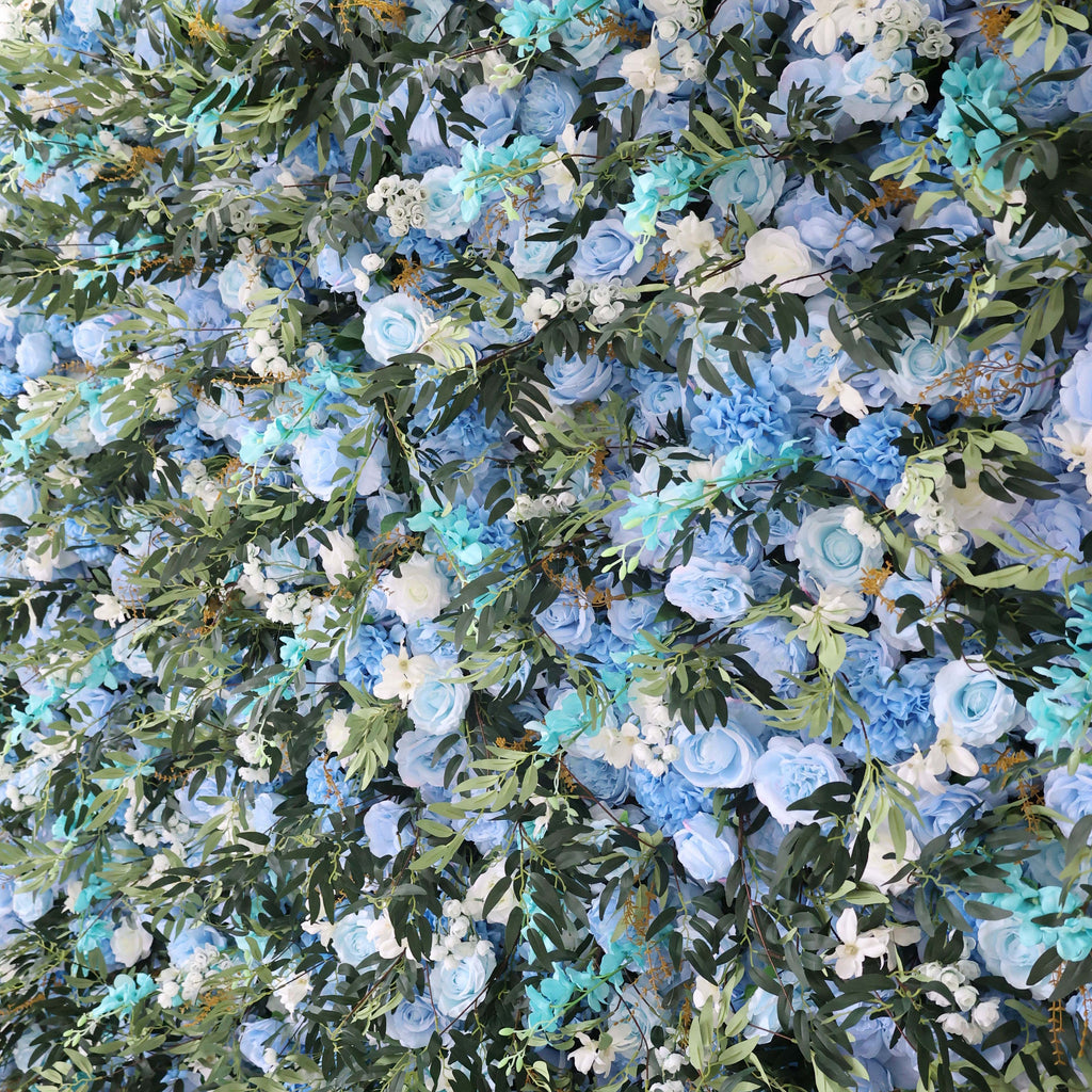 ValarFlowers Green Blue Greenery Artificial Flower Wall Backdrop for Wedding & Event Decor VF-389