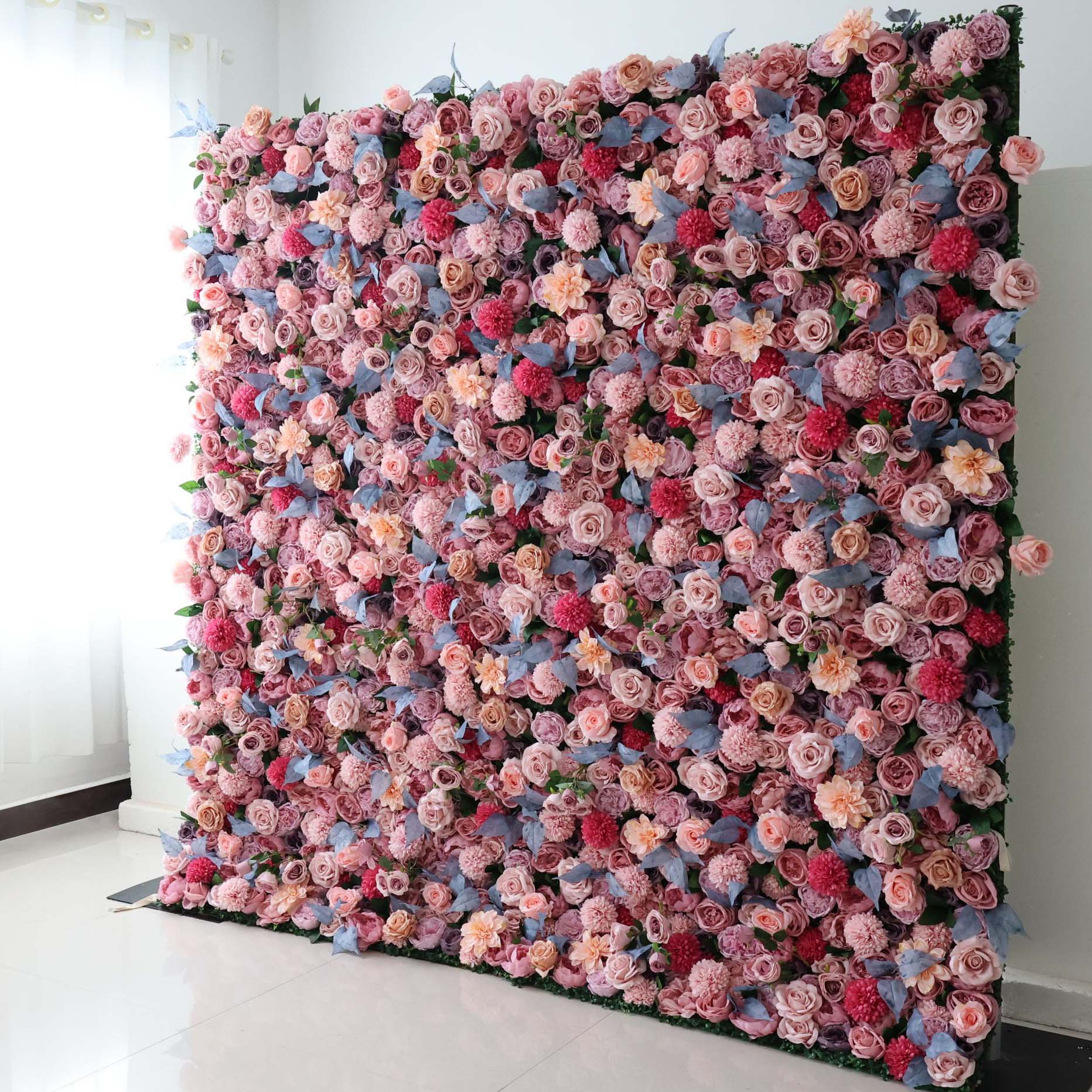 ValarFlowers Rose Peony Hydrangea Artificial Flower Wall Backdrop for Wedding & Event Decor VF-298